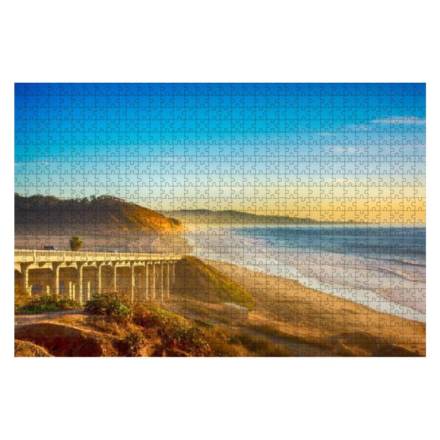 Pacific Coast Highway 101 in Del Mar 1000 Pieces Wooden Jigsaw Puzzles for Adults Decompression DIY Children Educational Puzzles Creative Games Toys Gift Home Decor