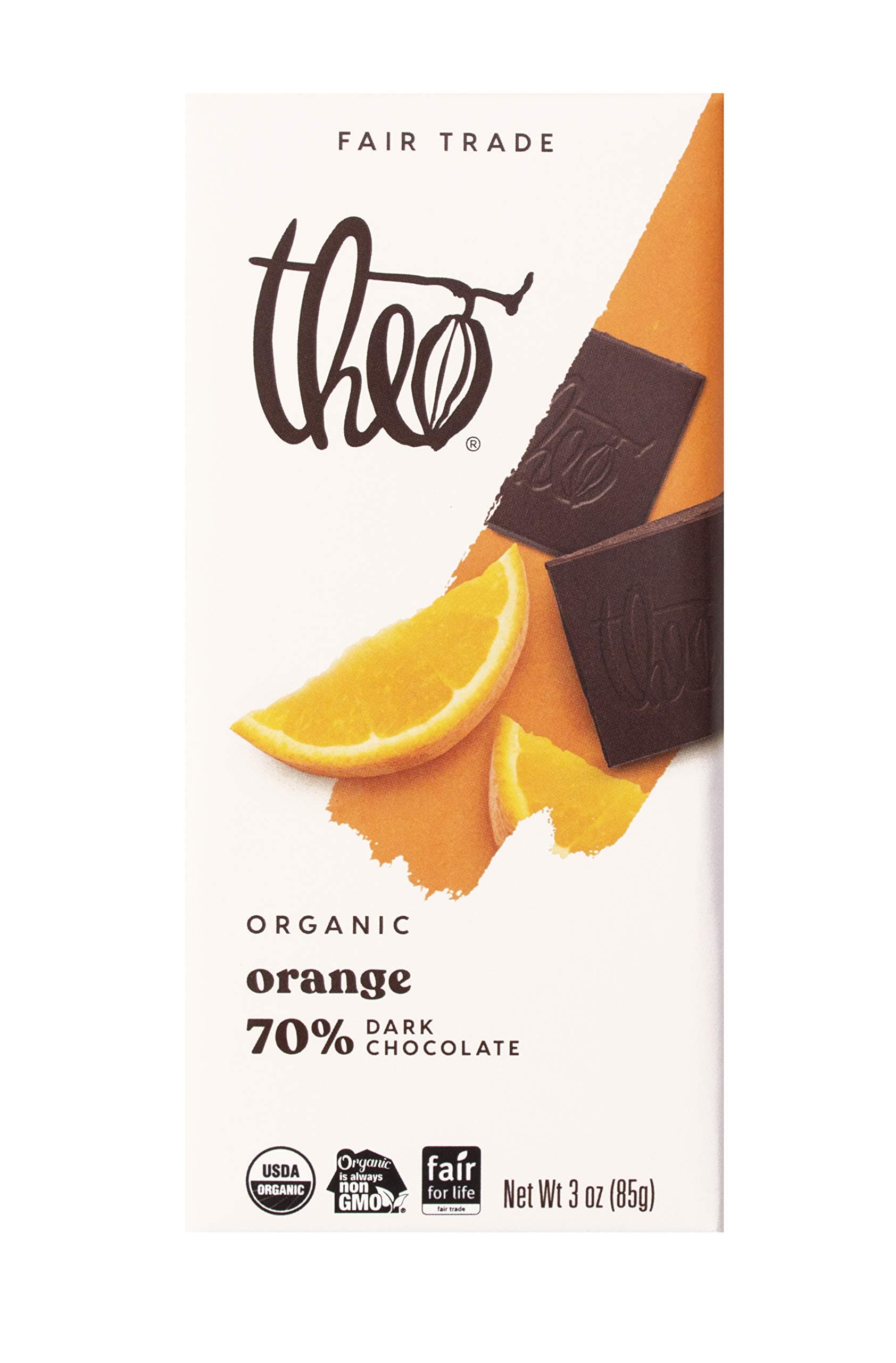 Chocolate Orange Organic Dark Chocolate Bar, 70% Cacao, 12 Pack | Vegan, Fair Trade