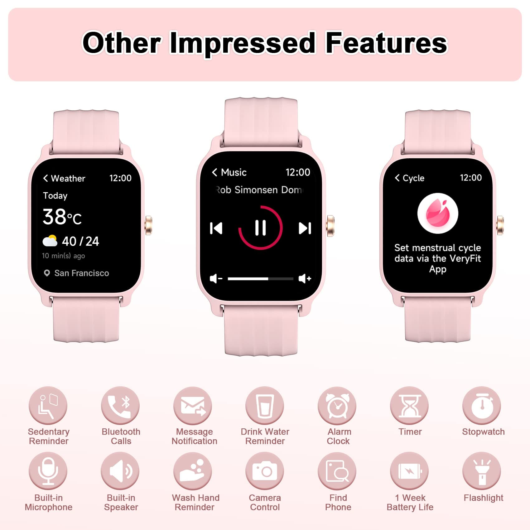 IOWODO Smart Watch for Women (Answer/Make Calls), Voice Assistant, 1.85" Fitness Watch with SpO2 Heart Rate Sleep Monitor, 100 Sports, IP68 Waterproof Step Counter Smartwatch for iOS Android