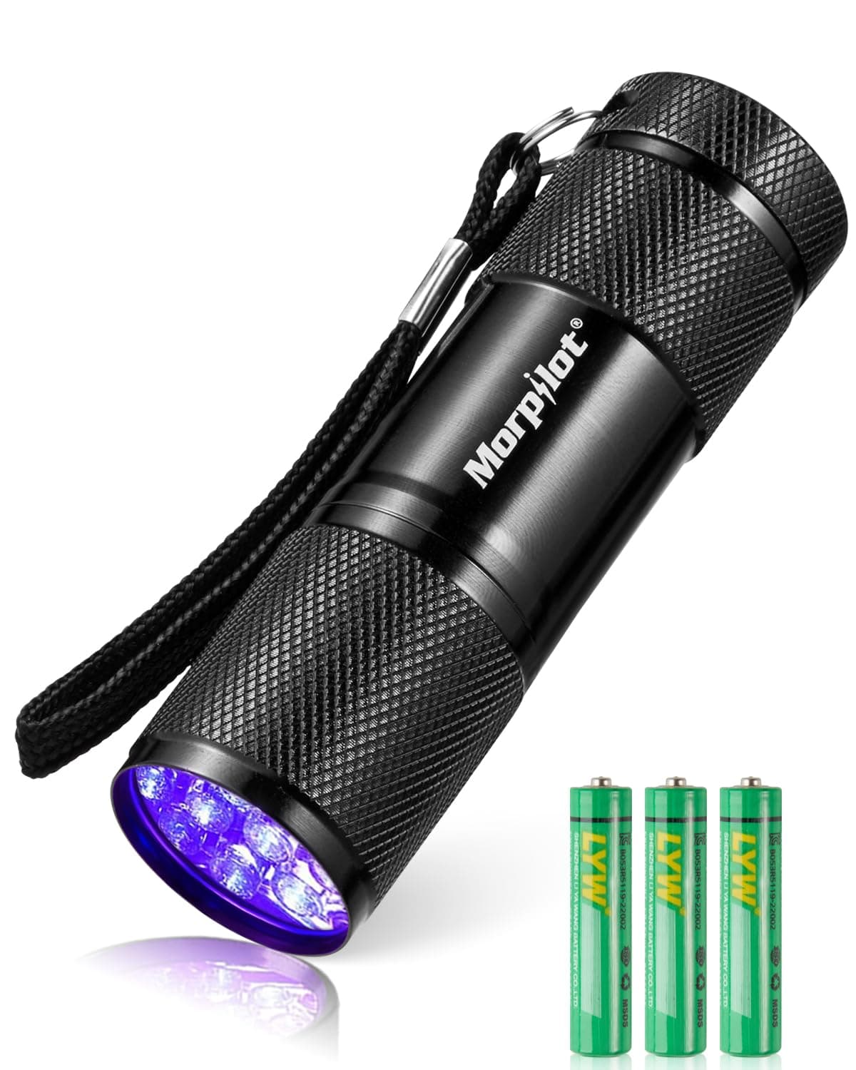 morpilot Black Light Flashlight Mini UV Flashlight: 2 Pcs 395nm Blacklight Flashlights, 12 Led Pet Urine Detector Light for Dog/Cat, Dry Stains, Resin Curing, Bed Bug