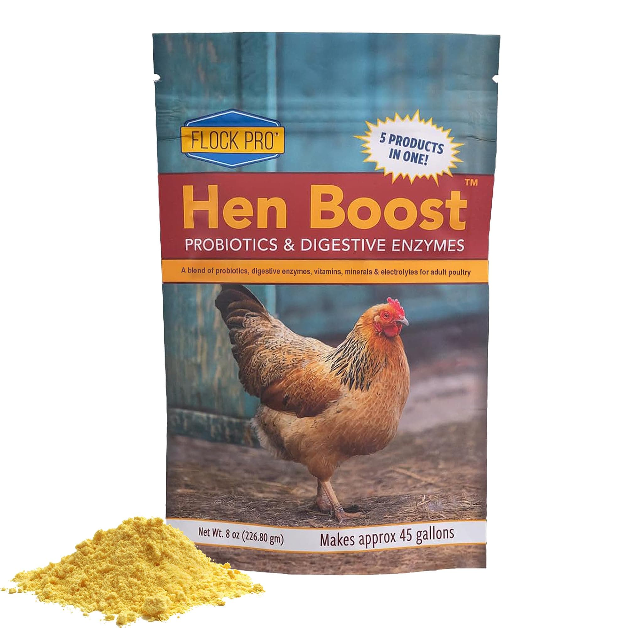 Equerry's Flock PRO Hen Boost - Digestive Supplement for Hens | Chicken Vitamins and Supplements | Probiotics, Digestive Enzymes, Electrolytes for Adult Poultry-8 OZ