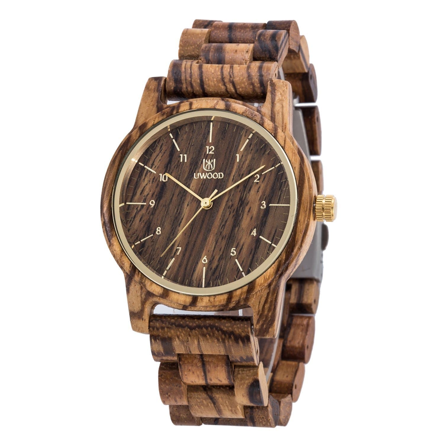 Wooden Watches Uwood Series 40 mm Unisex Natural Handmade Wood Watch with Gift Box & Band Adjustable