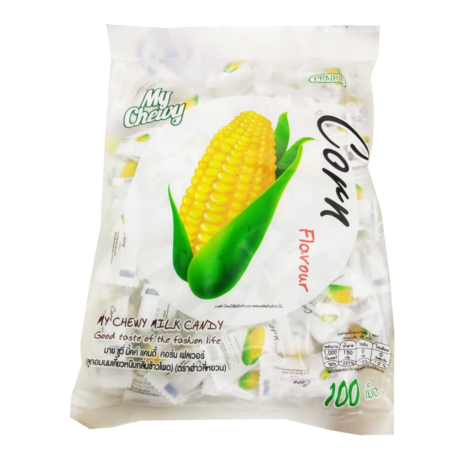 Chewy Milk Fruit Candy 100 pcs. Toffee HAOLIYUAN Brand Thai Dessert Taro Flavor Big Pack (Corn)