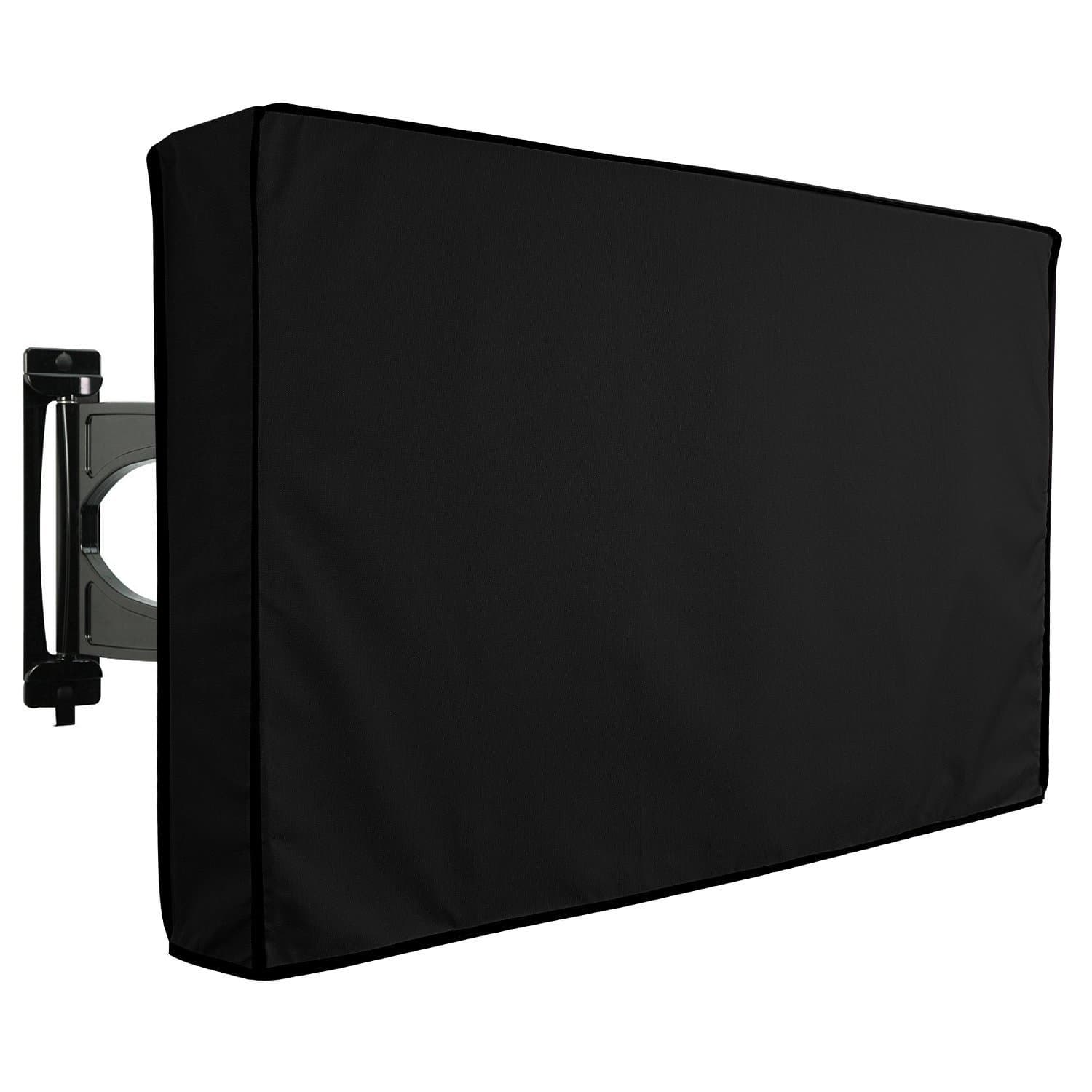 Outdoor TV Cover, PANTHER Series - Weatherproof Universal Protector for 30'' - 32'' LCD, LED, Television Sets - Compatible with Standard Mounts & Stands. Built In Remote Controller Storage - Black