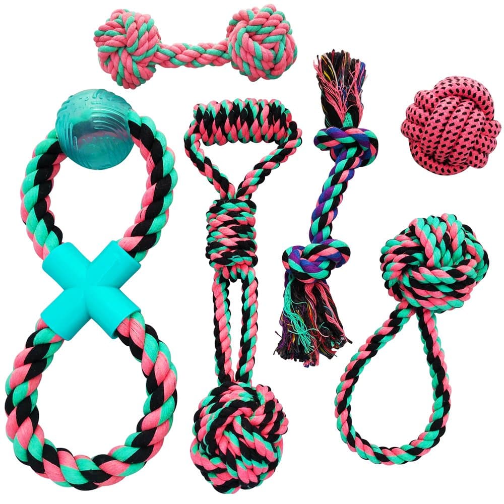 Otterly PetsVibrant Colors Dog Rope Toy Set for Medium and Small Dogs - 6-Pack - Ideal for tug-of-war Fetch and Exercise, Aggressive chewers
