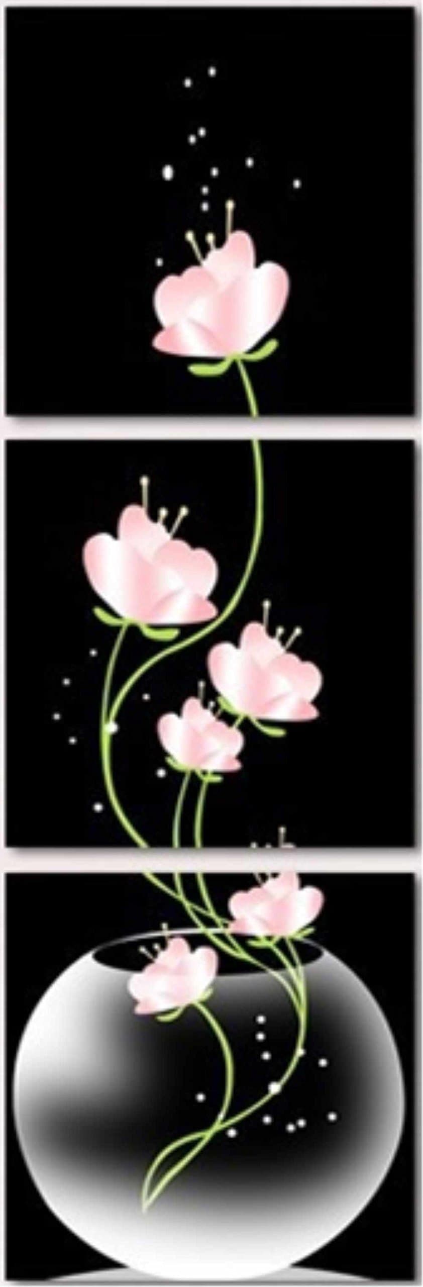 New Top Wall Art Canvas Prints 3 Pieces || Beautiful pink Flowers || Modern Contemporary Posters Oil Paintings Prints and Pictures Photo Image Wall Art Prints on Canvas Painting for Home Bedroom Living Room Wall Decor Christmas Gifts Decoration - Frameless