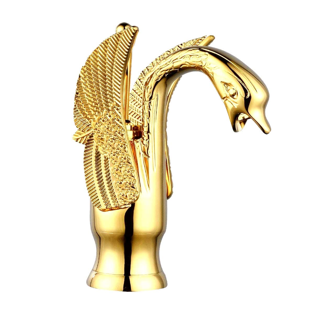 TuqiuFaucet Bathroom Single Lever Deck Mounted Solid Brass Bathroom Sink Faucet with Swan Shape, Gold
