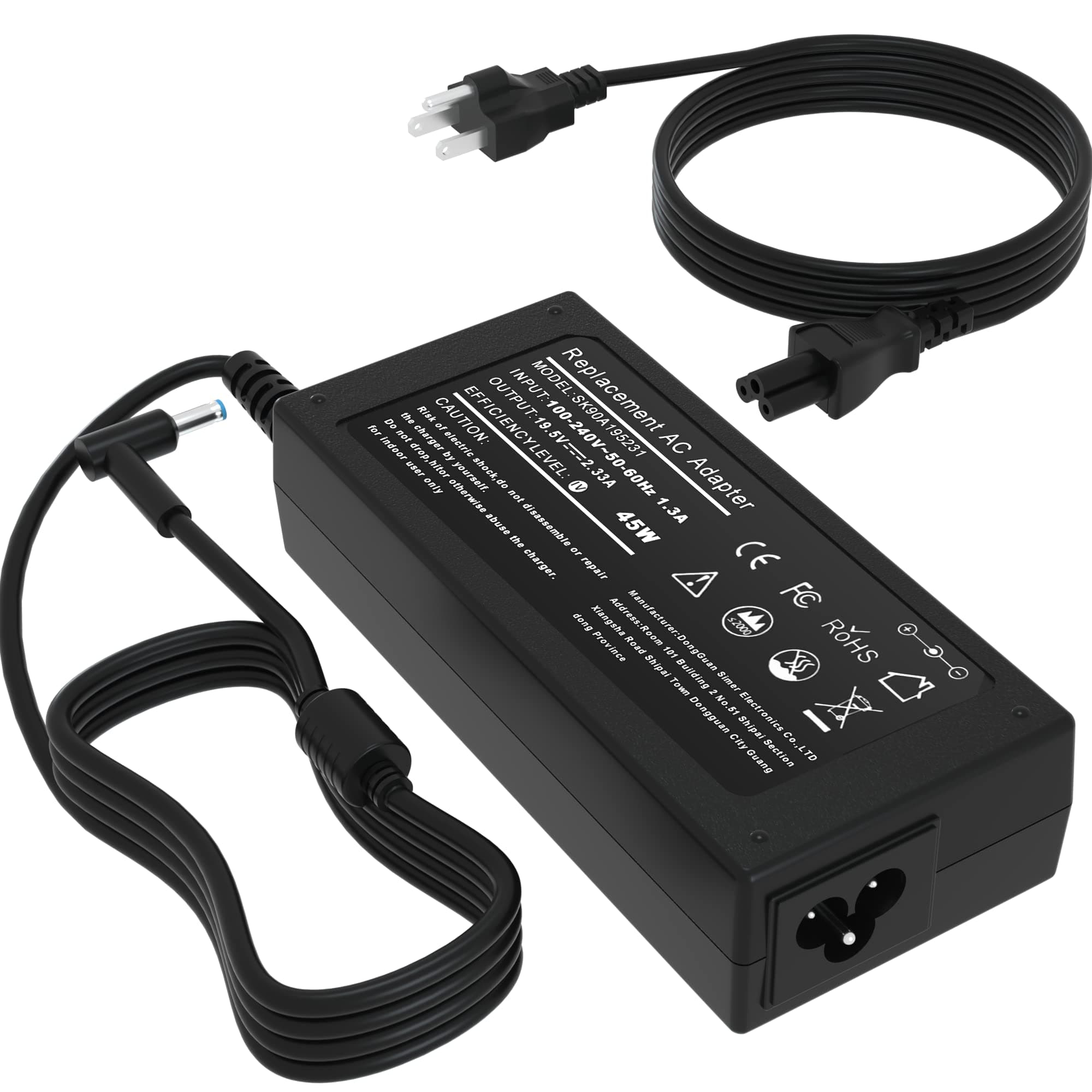 Charger Compatible for HP 14" 15" 15.6" 17" Portable Students and Business Laptop 741727-001, 45W 19.5V 2.31A AC Adapter Replacement for HP Pavilion/Stream Computer Power Supply Cord