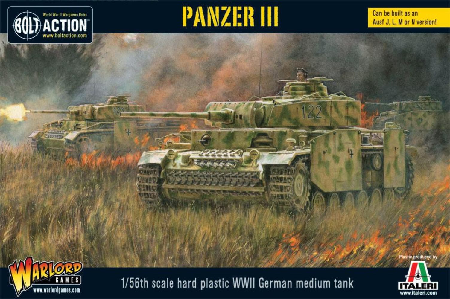 German Army Panzer III Medium Tank - 1:56 / 28mm Plastic Scale Model Tank for Bolt Action Highly Detailed World War 2 Miniatures