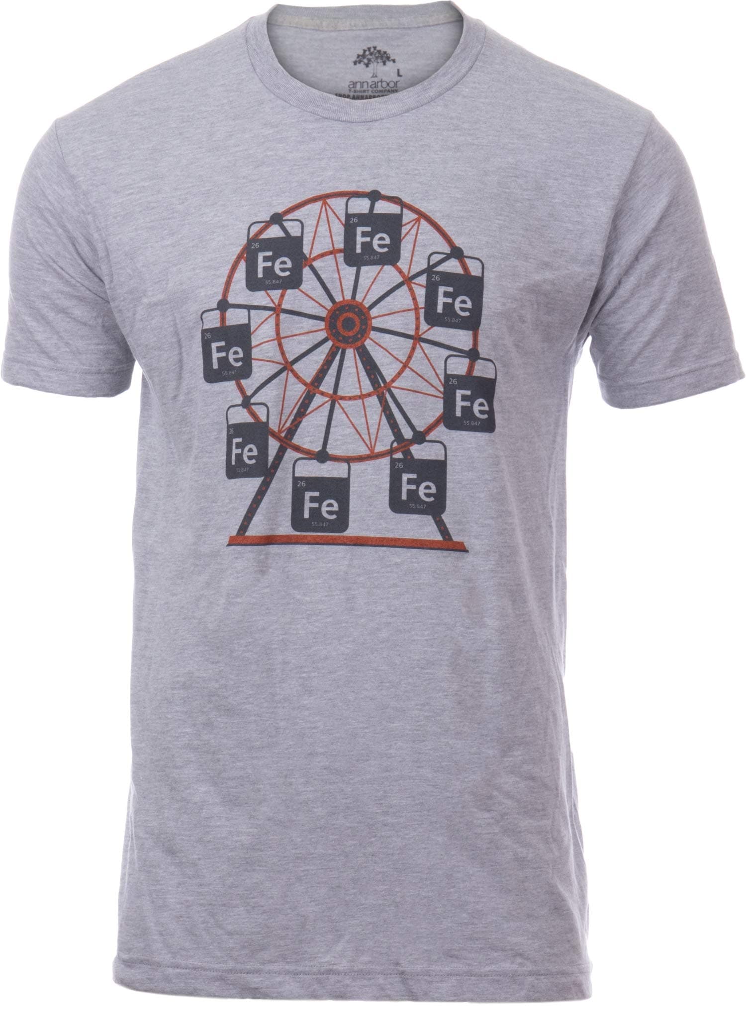 Ann Arbor T-shirt Co.Ferrous Wheel | Funny Chemistry Teacher Humor Dad Joke Chemist Science Pun Ferris T-Shirt for Men Women