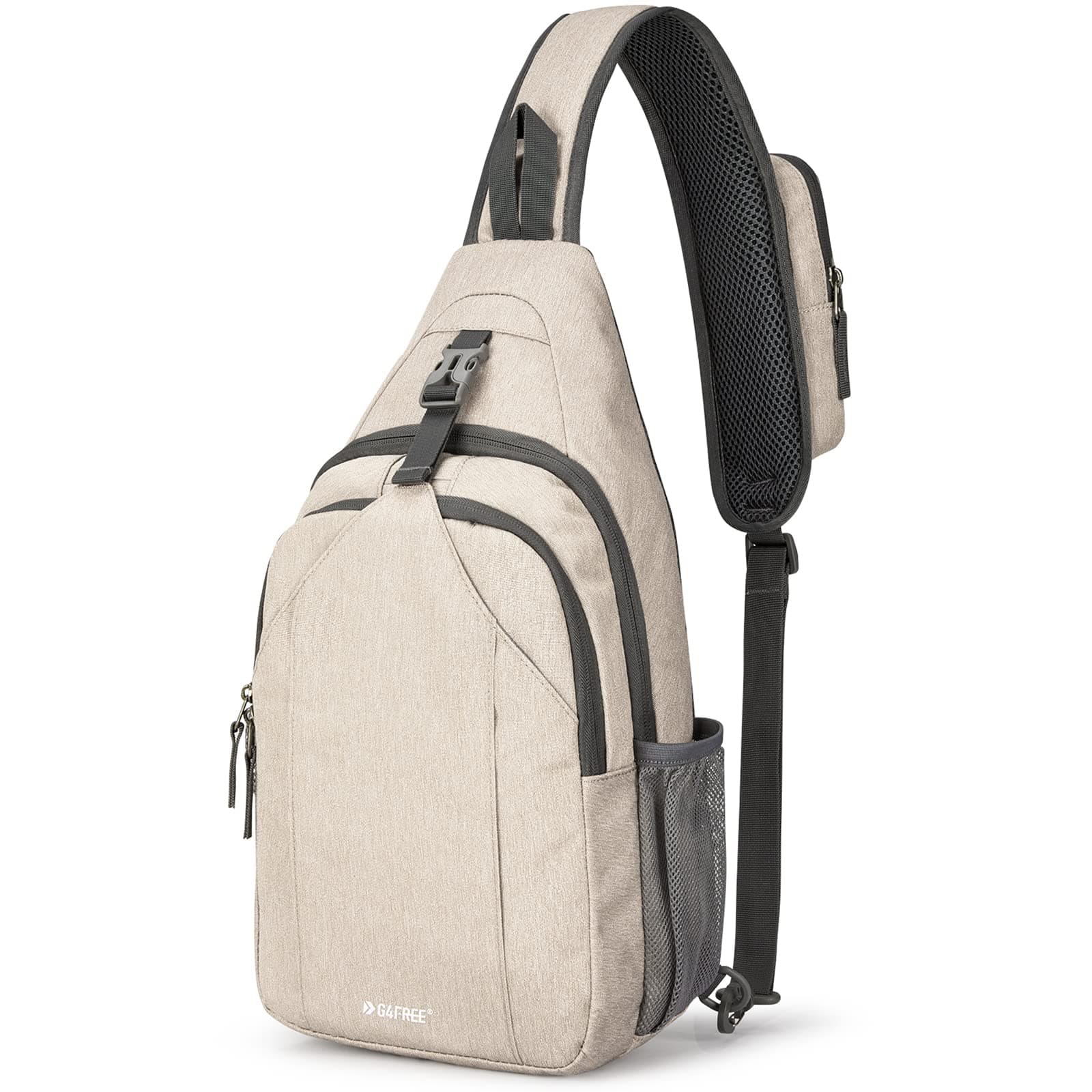 Sling Bag RFID Blocking Sling Backpack Crossbody Chest Bag Daypack for Hiking Travel(Ivory)