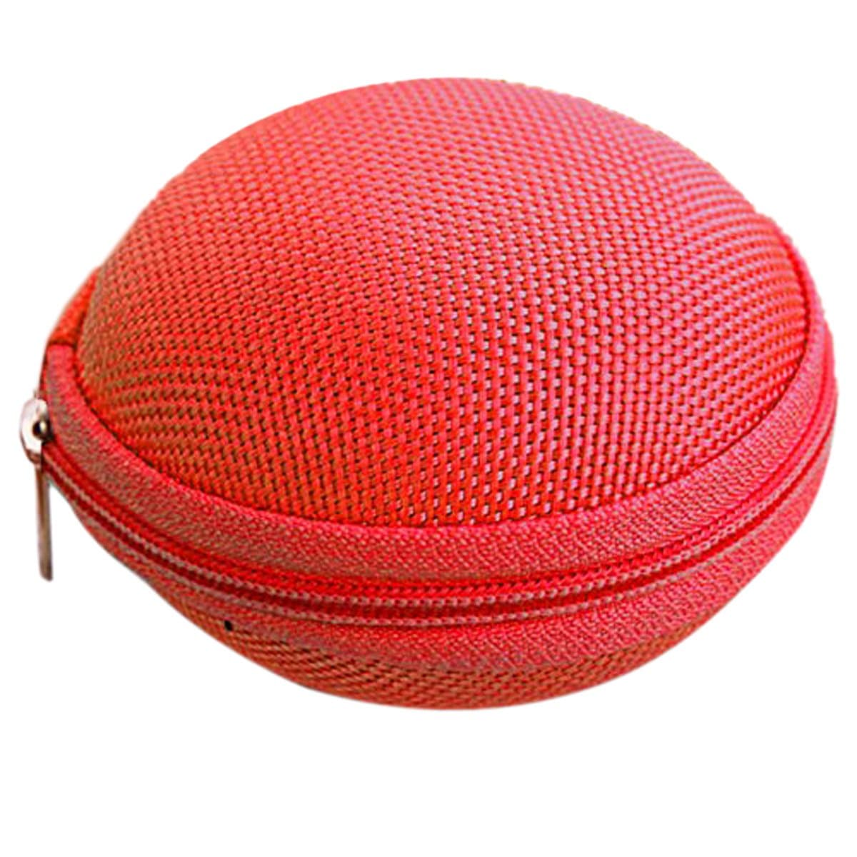 Cute Round Hard Storage Case for Earphone Headphone Earbuds SD TF Cards mini Bag (Red 03)