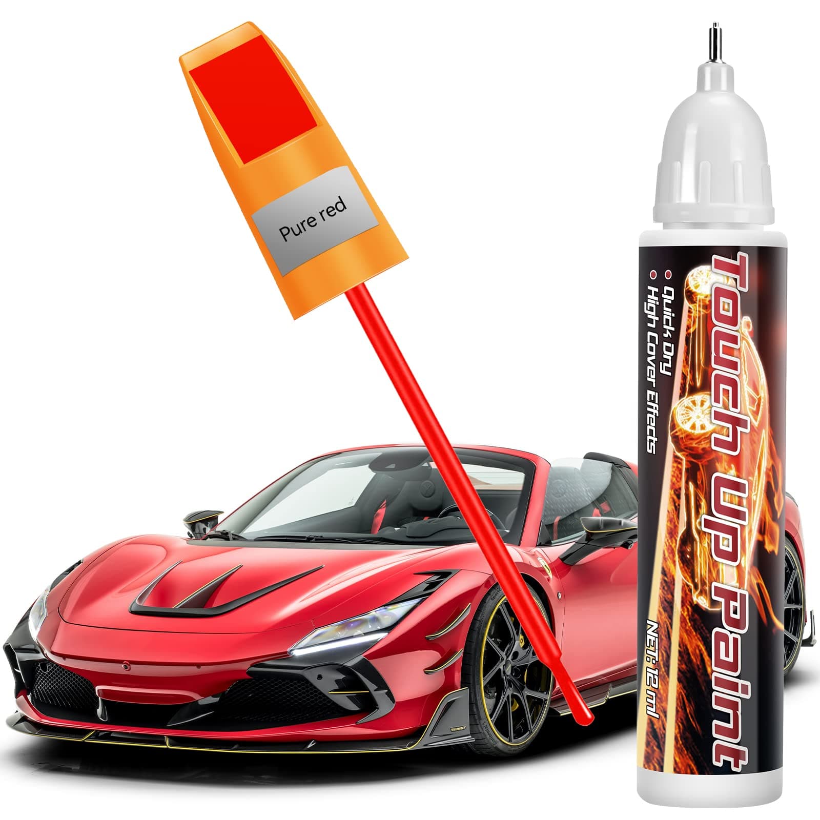 Touch Up Paint for Cars, Automotive Scratch Repair Two-In-On, Strong Covering Power, Easy & Quick to Solution Erase Scratch Repair (red)