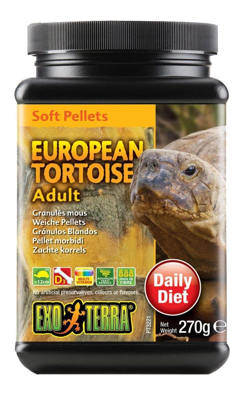 Exo Terra European Tortoise Food, Soft Pellets for Reptiles, Adult, 9.5 Oz., PT3221