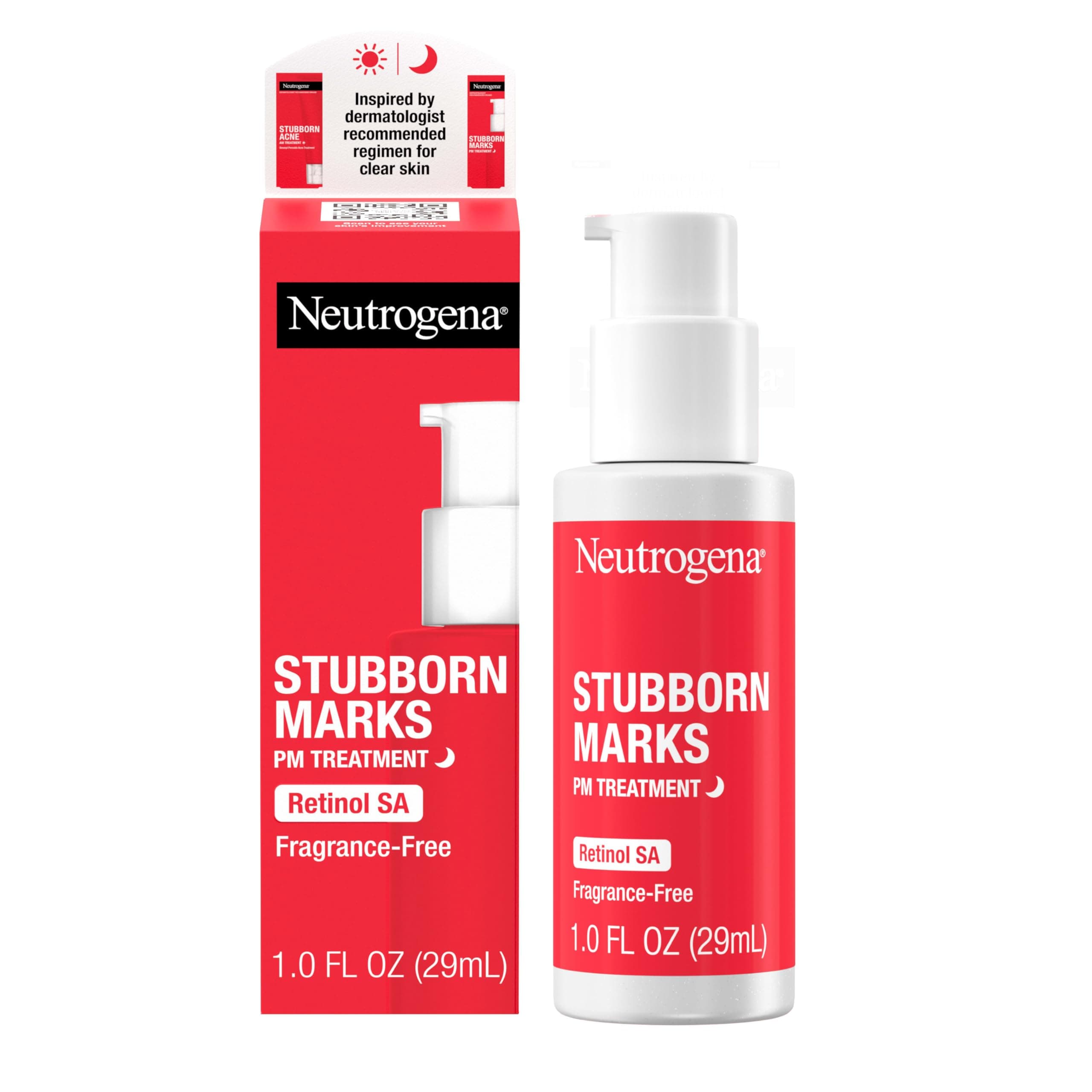Stubborn Marks PM Treatment Retinol Serum, Acne Scar Treatment for Face to Help Reverse the Look of Post-Acne Marks & Uneven Skin Tone, Oil-Free, Non-Comedogenic, Fragrance Free, 1.0 fl. oz