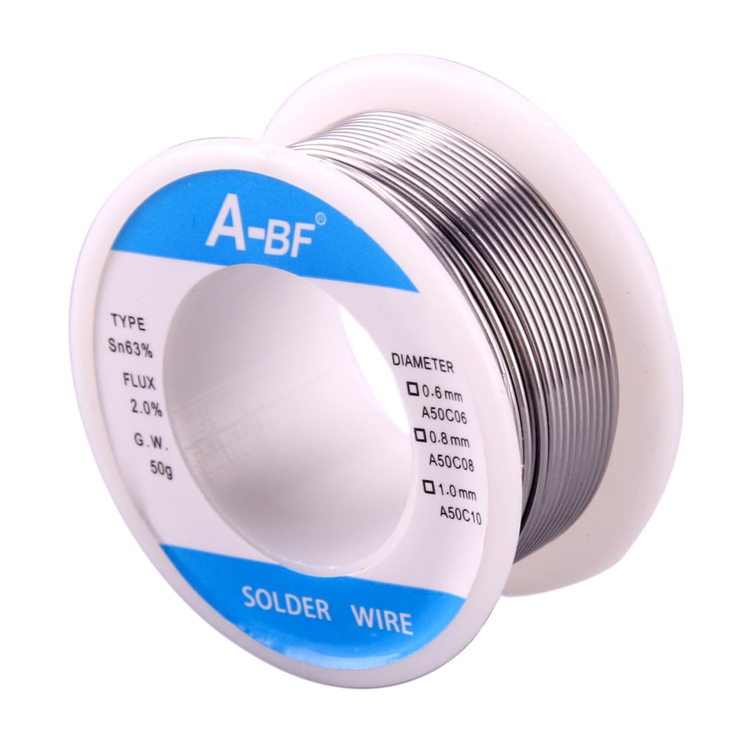 A-BF 63-37 Tin Lead Rosin Core Solder Wire for Welding Electrical Soldering DIY Repair Working 0.0315 Inches(0.8mm) 0.11lbs(50g)