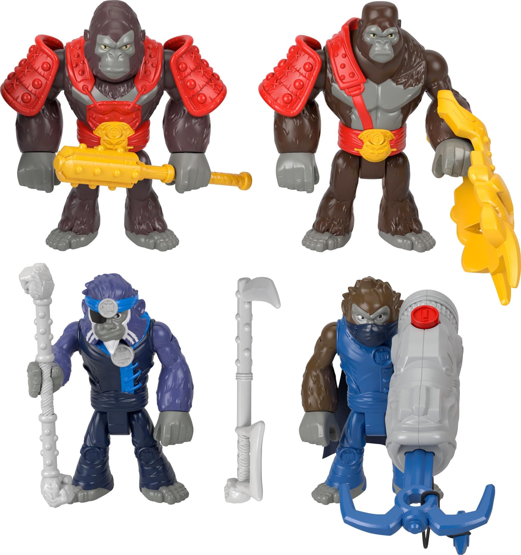 Imaginext HML57 - Imaginext Army Toy Figure Set, Boss Level Army Pack, 9 Pieces, Gorilla Against Monkey, with Accessories for Role Play in Preschool Age 3 Years and Up