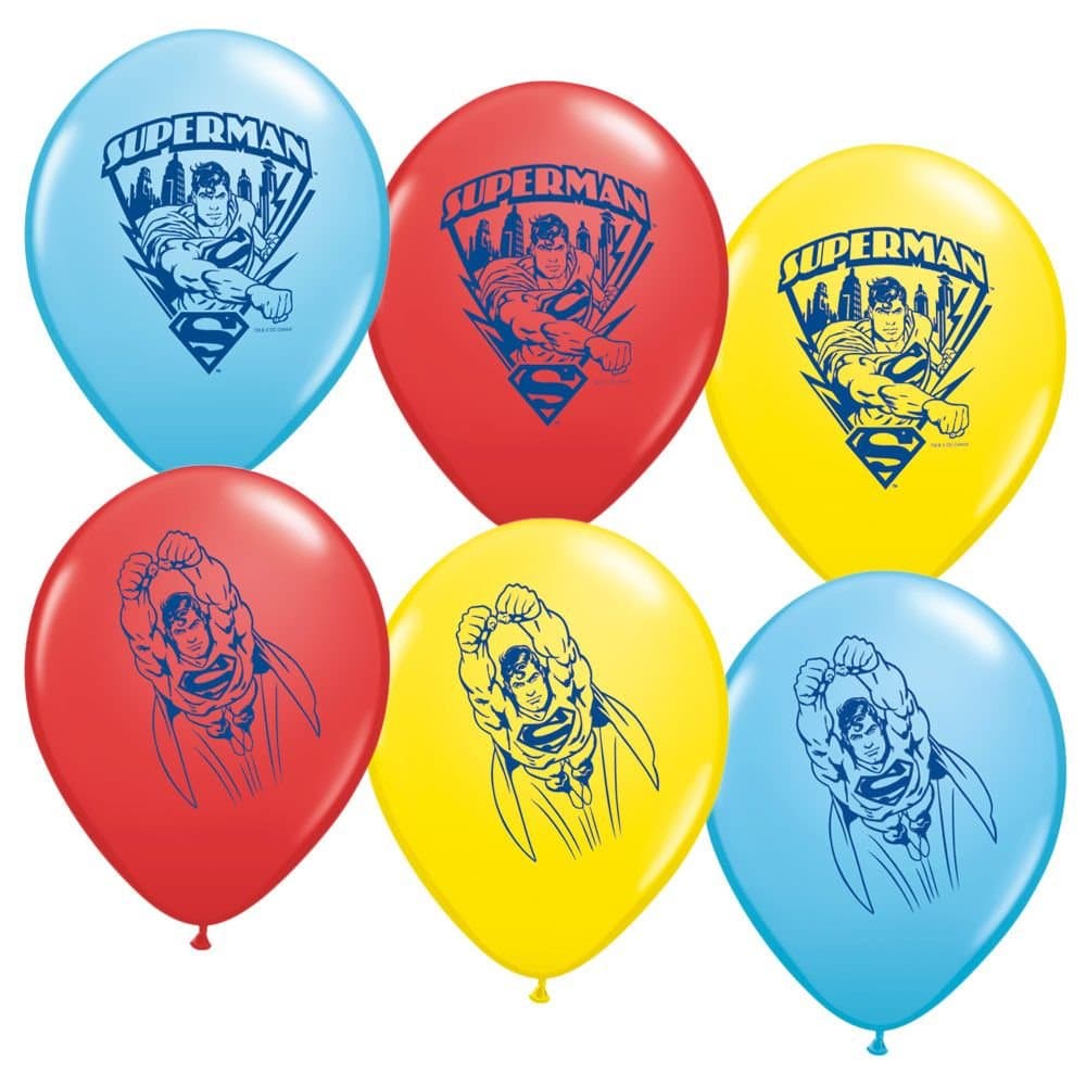 PioneerParty Group Officially Licensed DC Comics 12-Inch Latex Balloons, 6-Count, Superman Assorted Colors