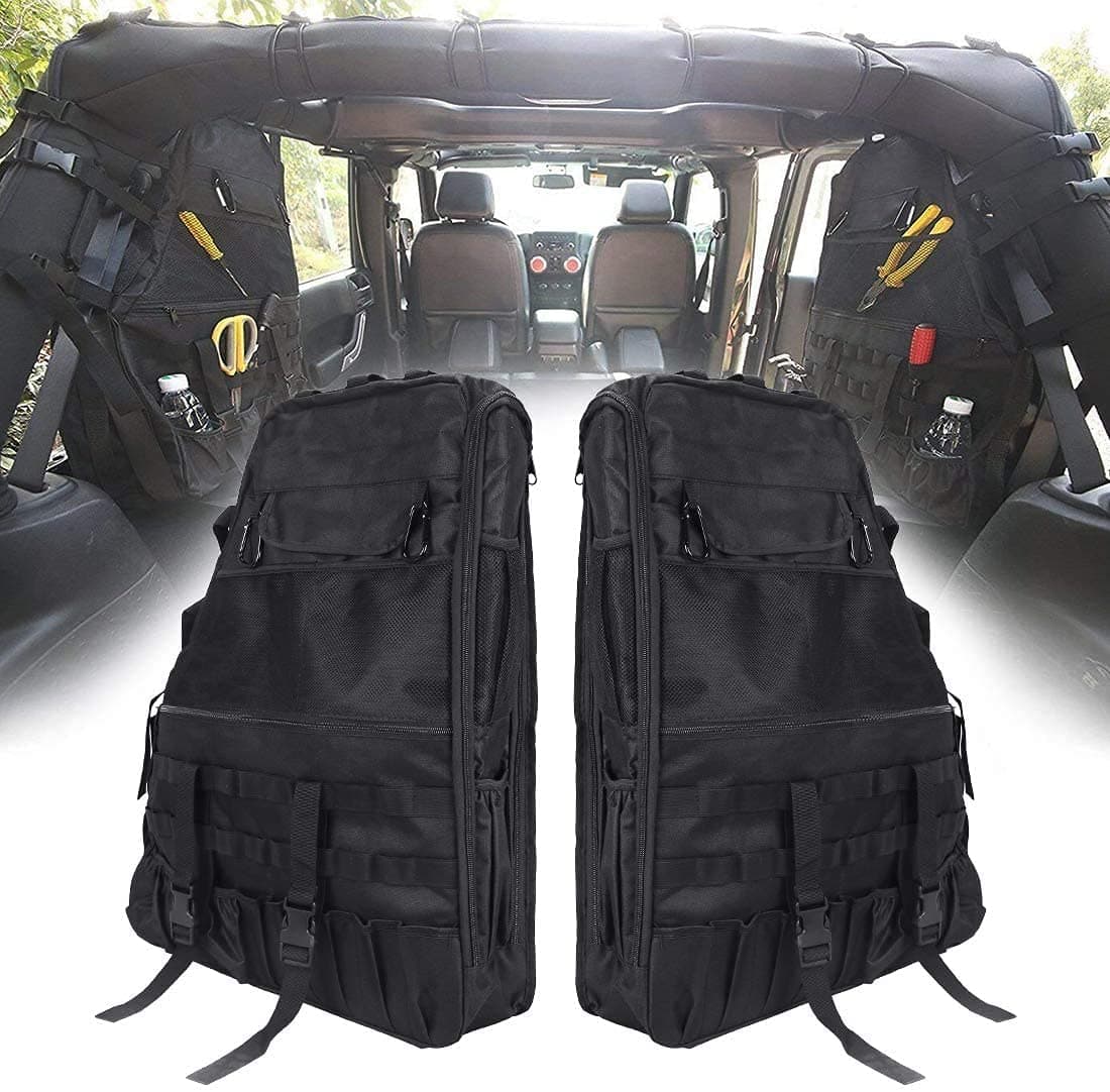SUPAREE Roll Bar JK Bags JL Storage Cargo Cage for 1997-2020 Jeep Wrangler JK TJ LJ & Unlimited JL 4-Door with Multi-Pockets & Organizers & Wrangler Storage Bags jl jk Storage Saddlebag Tool Kit