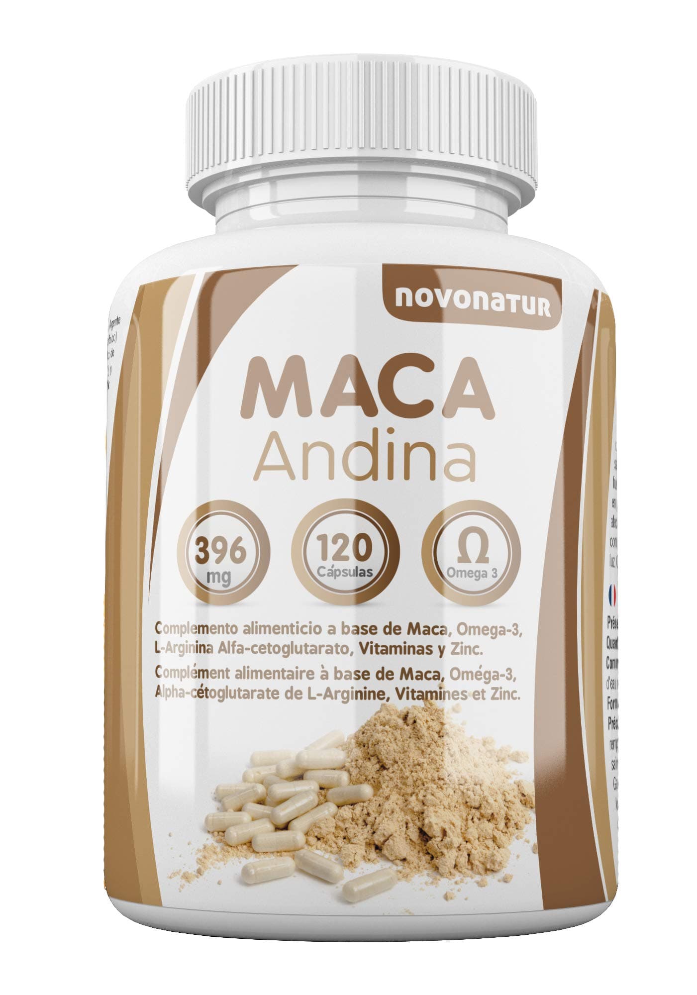 Black Andean maca with Omega 3, L-Arginine Alpha-ketoglutarate, Vitamins and Zinc. The only Maca with Omega 3 in The Market. NOVONATUR. … (120)