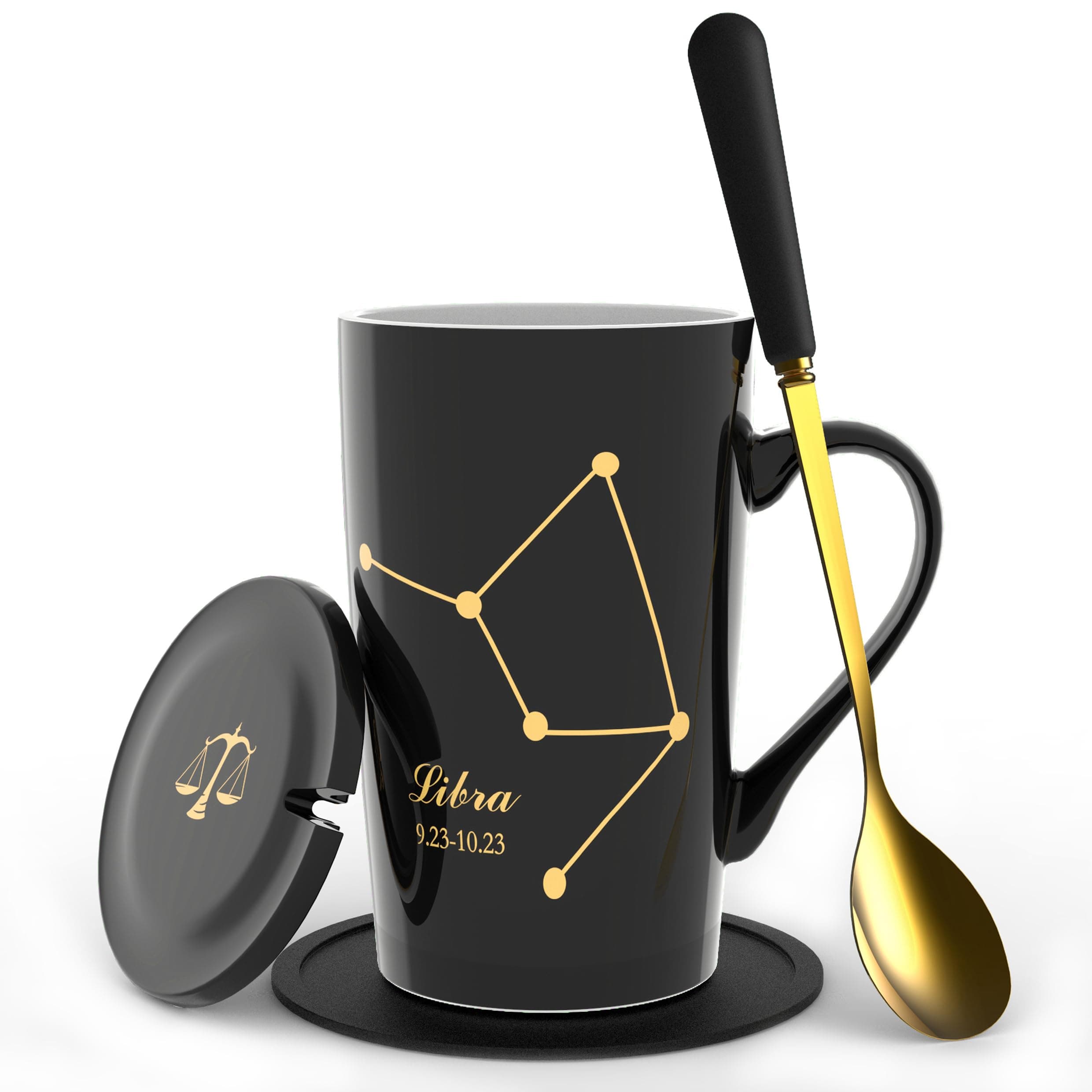 Novelty Coffee Mug Set (Black-Gold) (Libra(9.23-10.23))