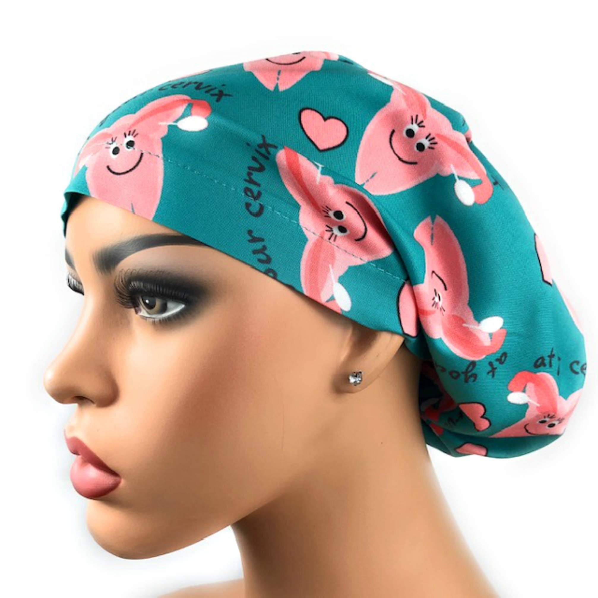 Womens Adjustable Bouffant Scrub Hat Ponytail Surgical Cap At Your Cervix