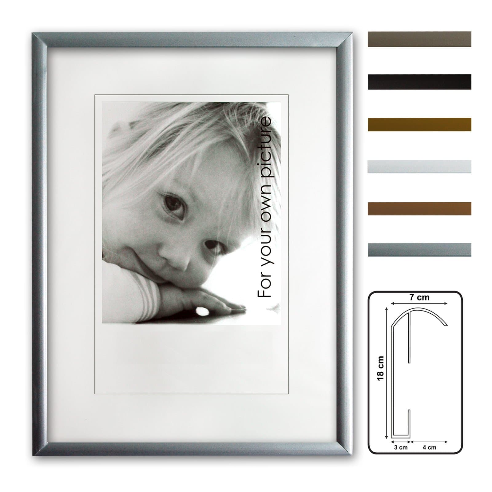 Kingsale Alu Frames, Picture Frame Aluminum, Color Silver matt, Size 24x30 cm