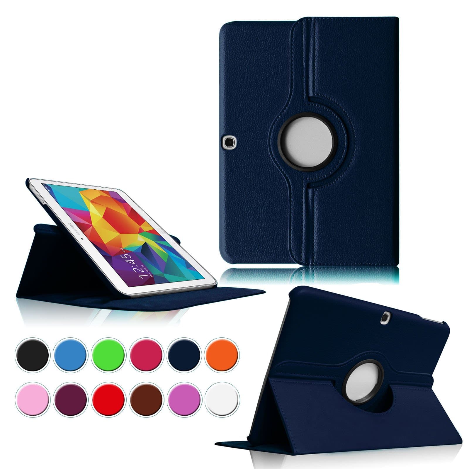 Intellishop Online (NAVY) 360 Rotating Leather Stand Case Magnetic Wake/Sleep Cover for Samsung Galaxy Tab 4 10.1 SM-T530NU 10.1-Inch Tablet