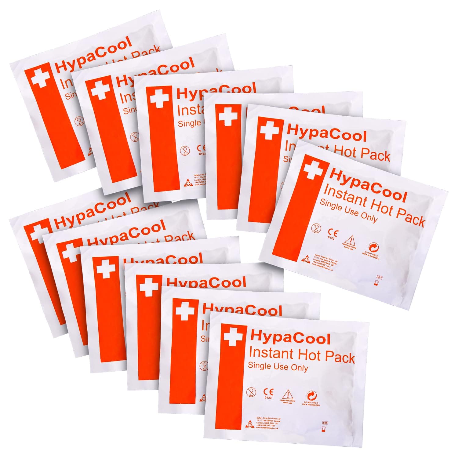 Group HypaCool Instant Hot Packs, Disposable First Aid Sports Injuries and Pain Relief Pack of 24 - (15 x 12 cm)