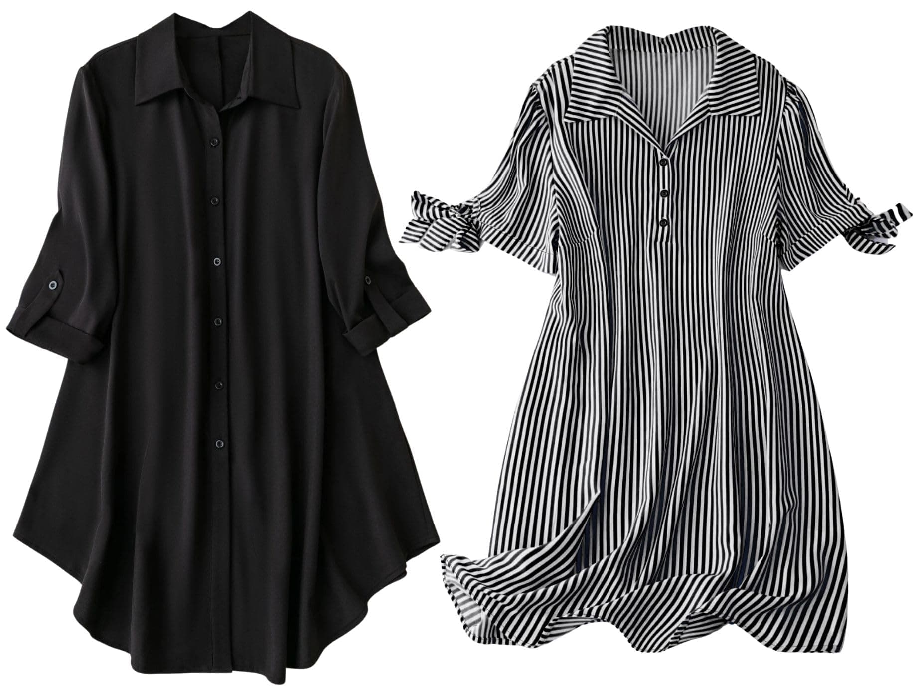 Women's Shirt Dress | Knee Length Dresses | Loose Fit | Button-Down | 3/4 Sleeve | Vacation Outfit (Pack of 2 | Value Pack)