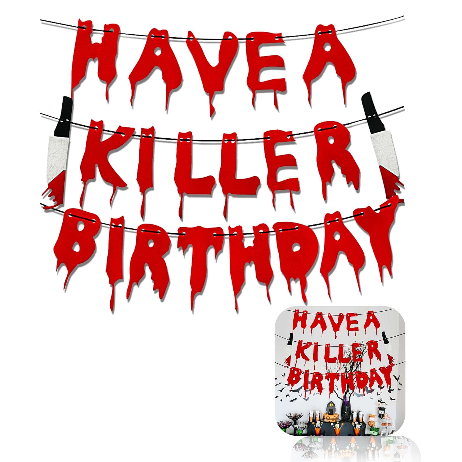 Have a Killer Birthday Decorations Halloween Birthday Banner Murder Mystery Party Decorations Halloween Bloody Horror Movie Birthday Party Decorations