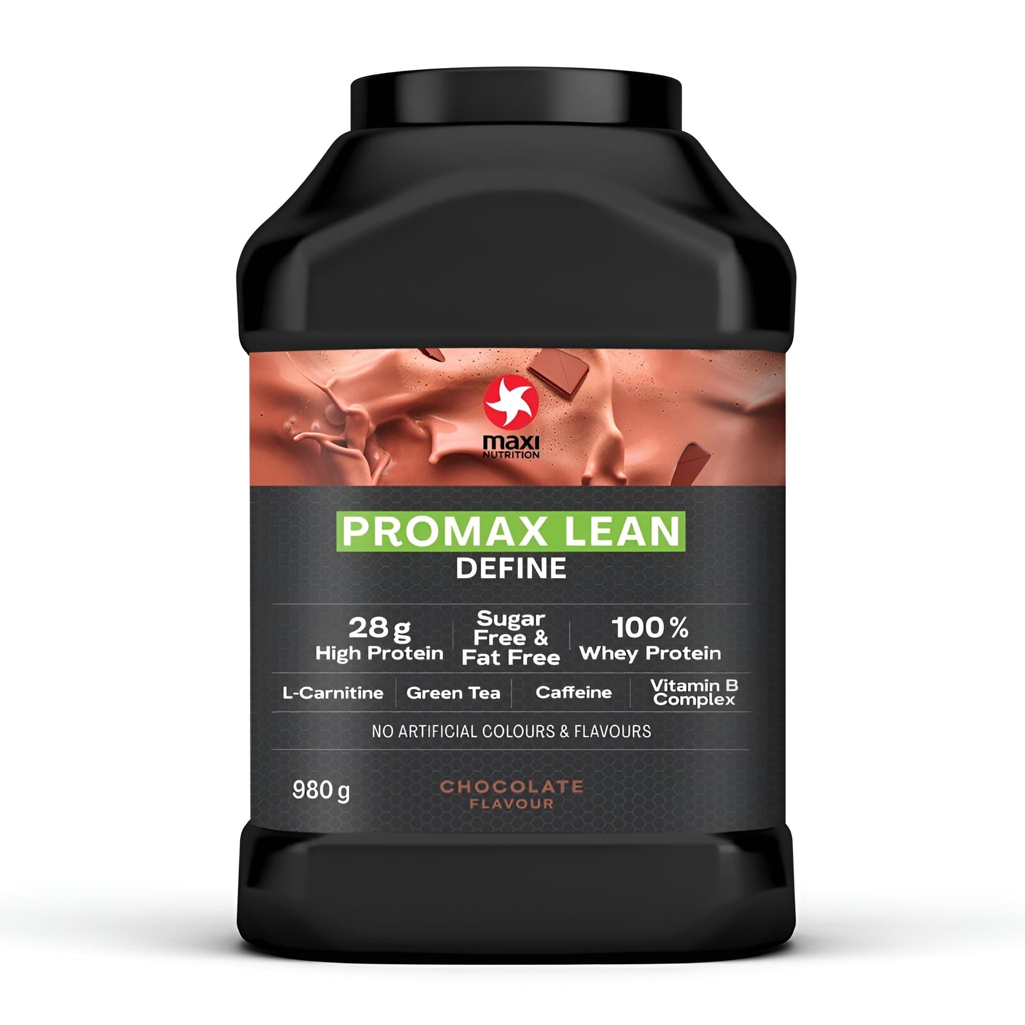 Promax Lean, Chocolate - Whey Protein Powder for Lean Muscle Development - Sugar Free, Fat Free, 28g Protein, 128 kcal per Serving, 980g. NO Artificial Colours OR Flavours