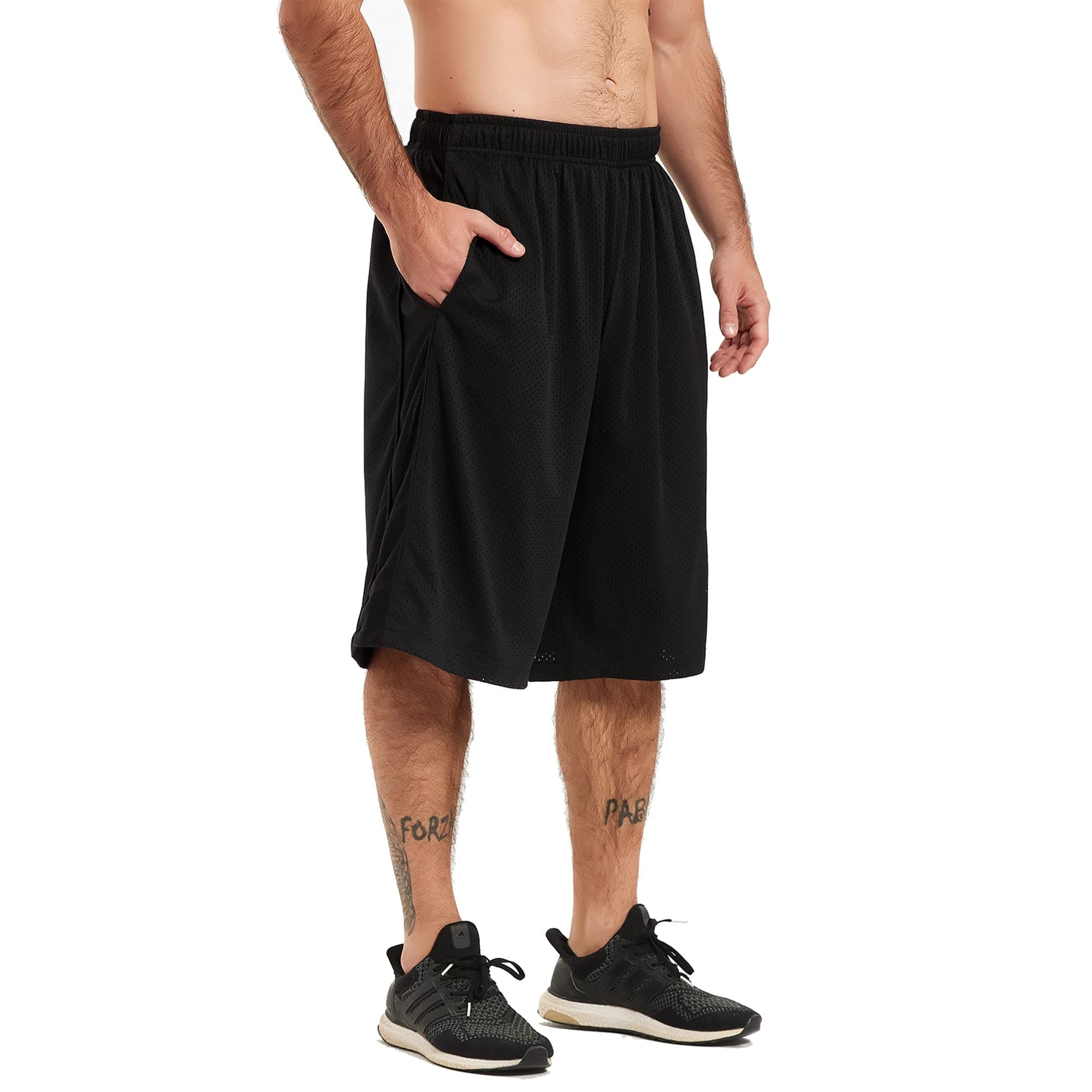 Men's 12" Athletic Shorts Long Basketball Workout Shorts Below Knee Loose-Fit with Pockets