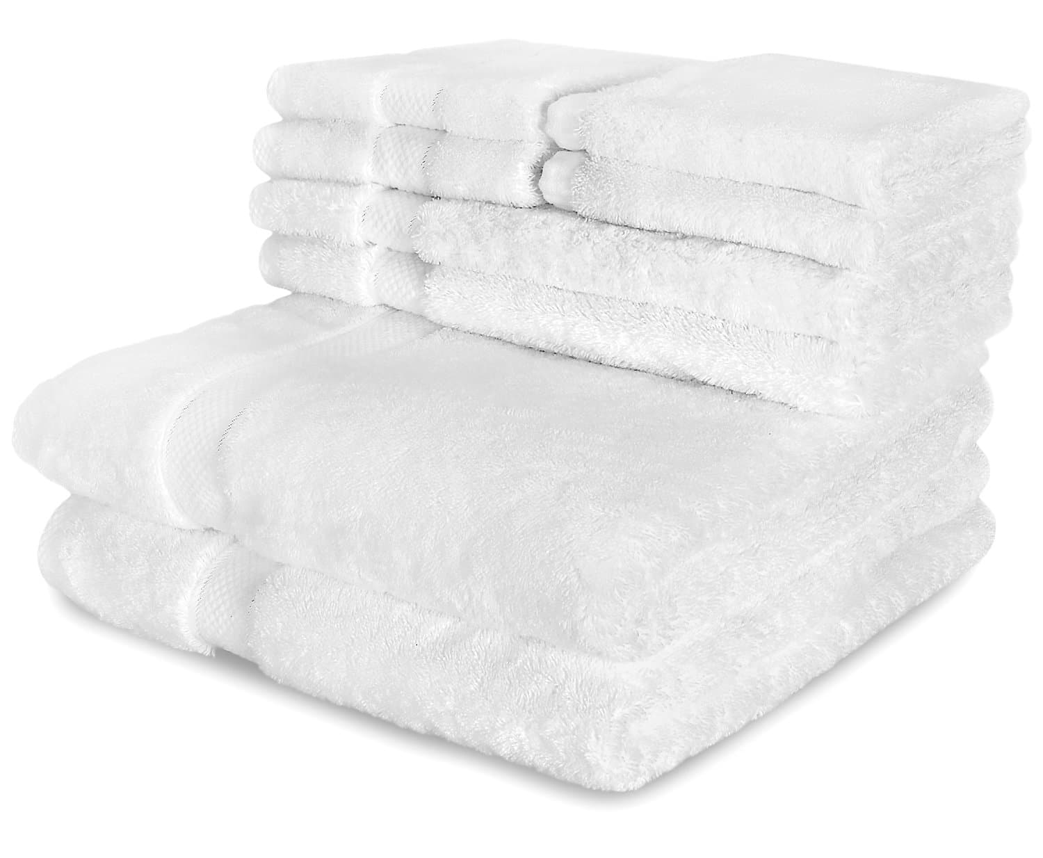 Luxury Bath Towels Egyptian 650 GSM Cotton - 8 Piece Set | Highly Absorbent & Ultra Soft | White