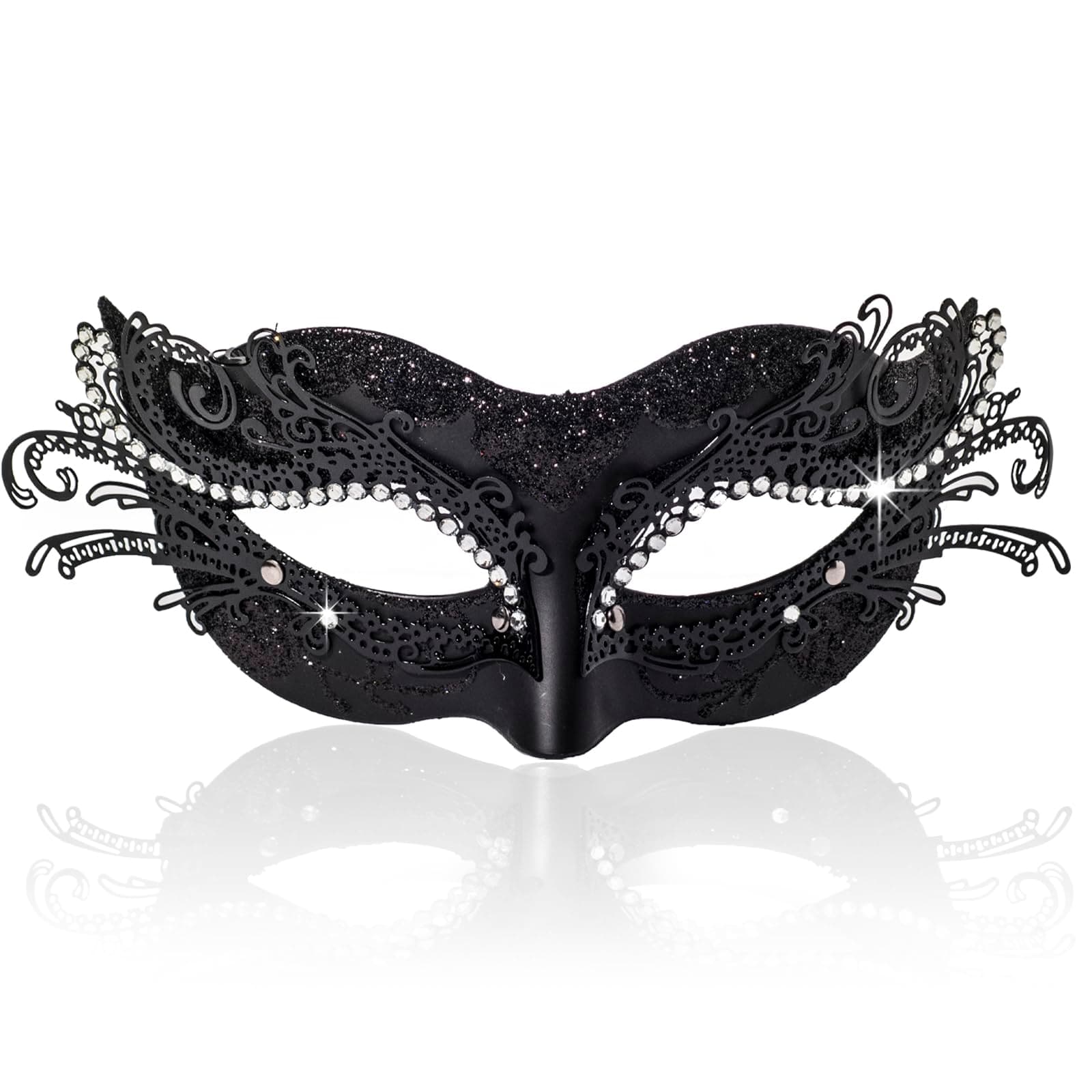 2026 New Masquerade Mask with Rhinestone for Women, Adult Costume Mask for Mardi Gras, New Year Party, Christmas