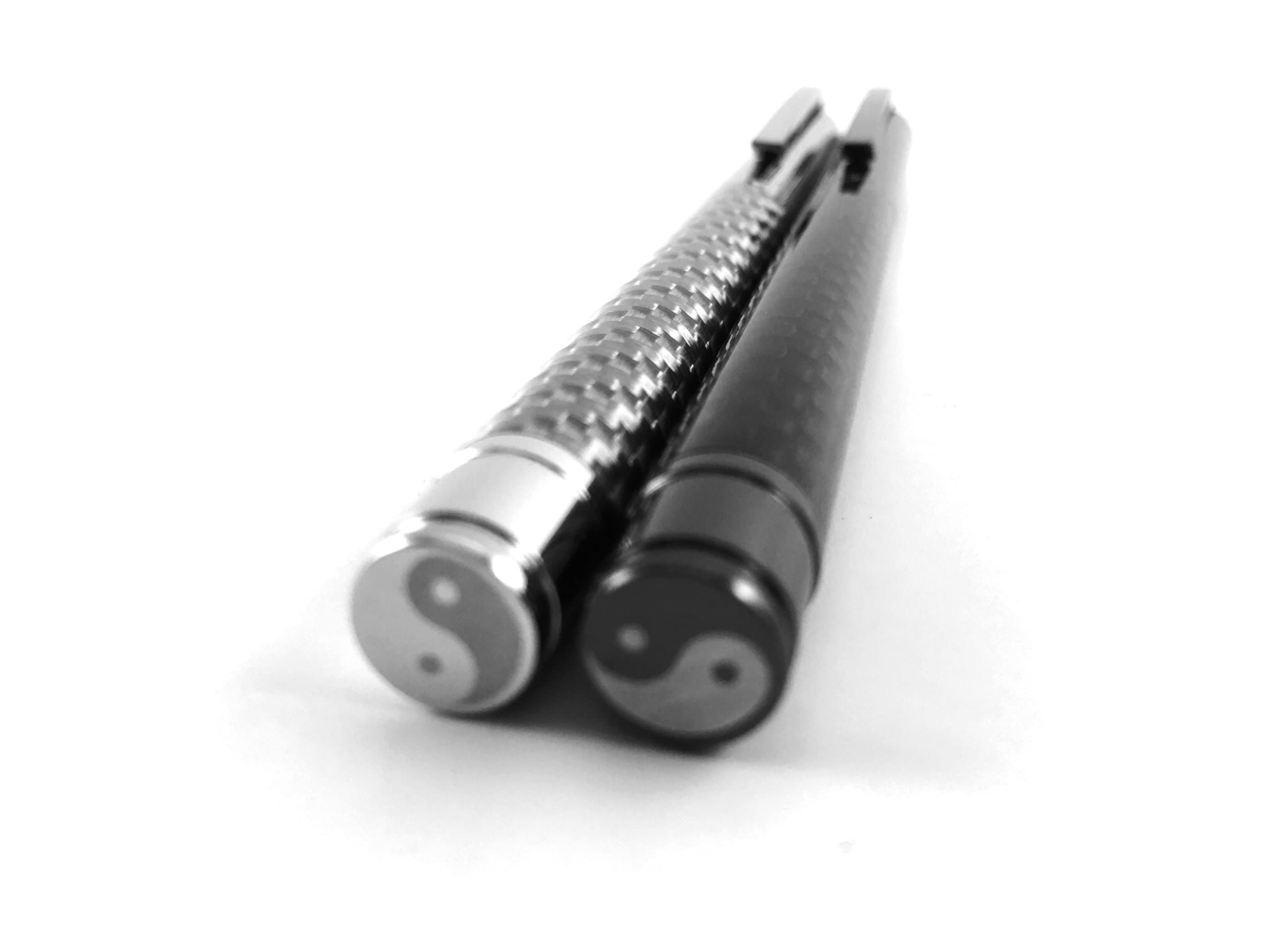 Carbon Fiber Roller Pen Gel Ink, Elegant, Black and Chrome, Best Pen Writing for Men or Women in School, Office, Business. Gift box included Yin Yang Collection