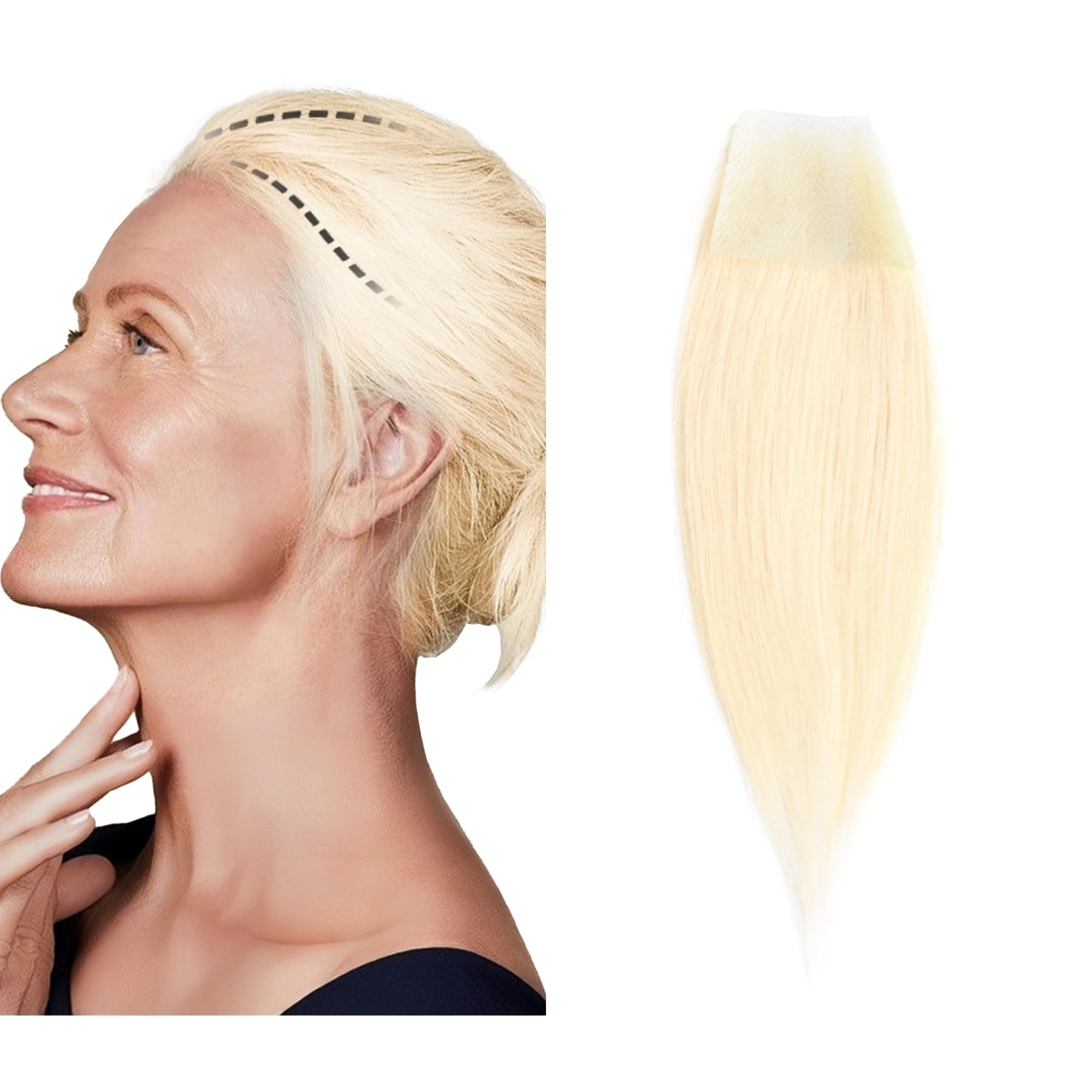 scar human hair replacement Accidental burns without hair for men women Hairline Loss Straight Tape in Replacement Toupee (Light Blonde, 60#, 1.57"x1.57")