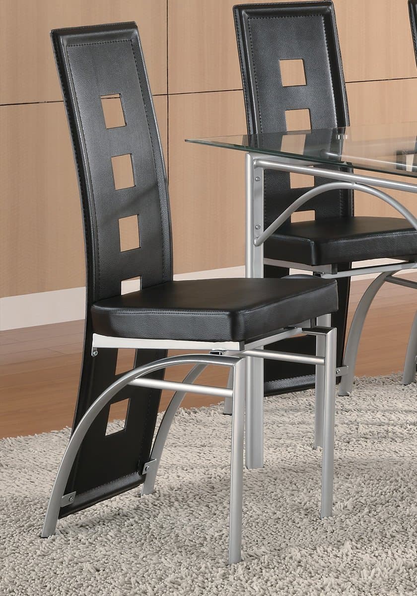 Coaster 101682 Los Feliz Black Vinyl and Metal Side Chairs Set of 2