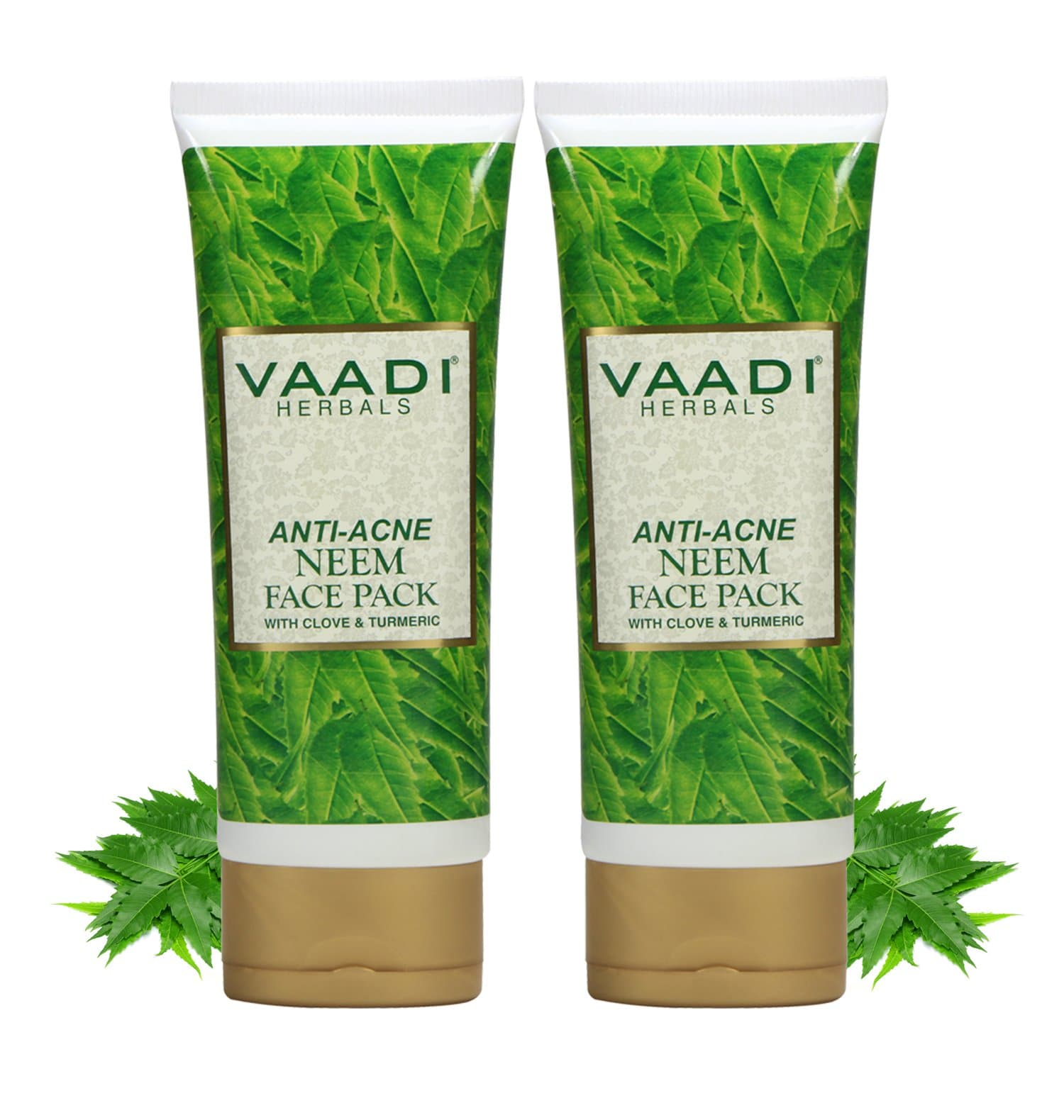 Anti-acne Neem Face Pack with Clove & Turmeric - Herbal Face Pack - ALL Natural - Paraben Free - Sulfate Free - Suitable for Both Men and Women - Good for All Skin Types (Oily, Glowing, Dry, Normal, Combination, Sensitive) - Value Pack of 2 X 120gms (8.5 Ounces) - Vaadi Herbals