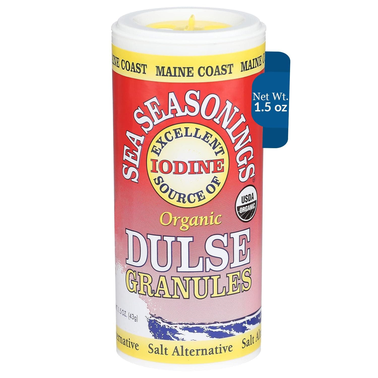 Maine Coast Sea Vegetables Organic Dulse Granules Shaker | Seaweed Seasoning | Rich in Iodine & Protein | Harvested from North Atlantic | Great for Salads, Soup & Smoothies | 1.5 oz (Pack of 1)