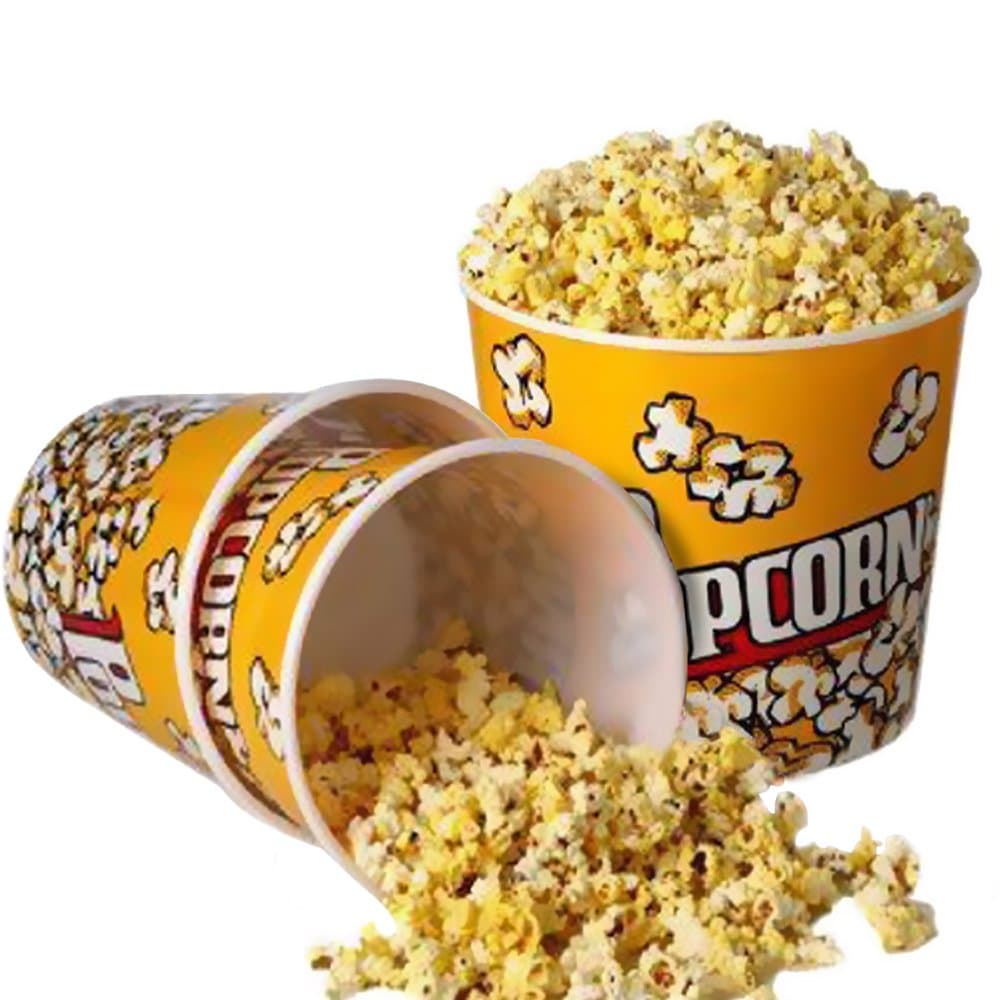 Set of 3 Fun Movie Theater Style Plastic Popcorn Tubs - 8"-7.75"