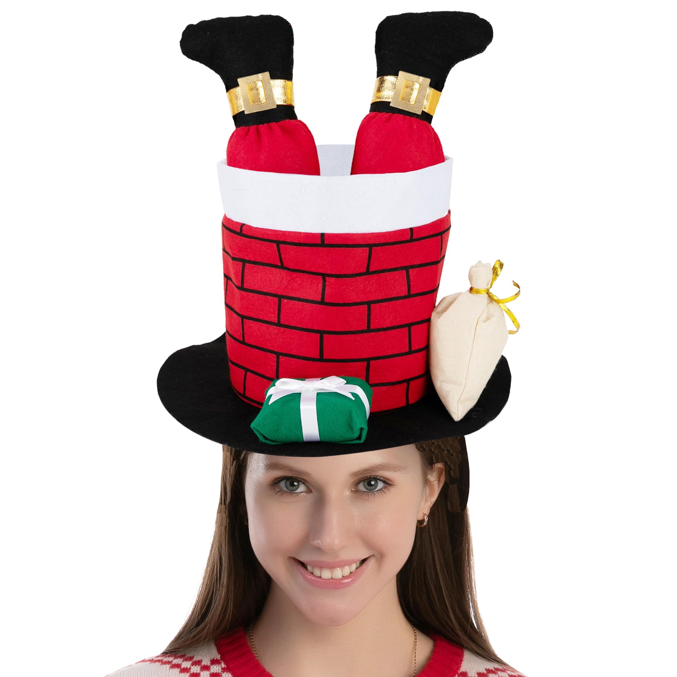 Christmas Chimney Santa Hat for Funny and Festive Christmas Party Hat Dress Up Celebrations, Christmas Decorations, Costume Accessories
