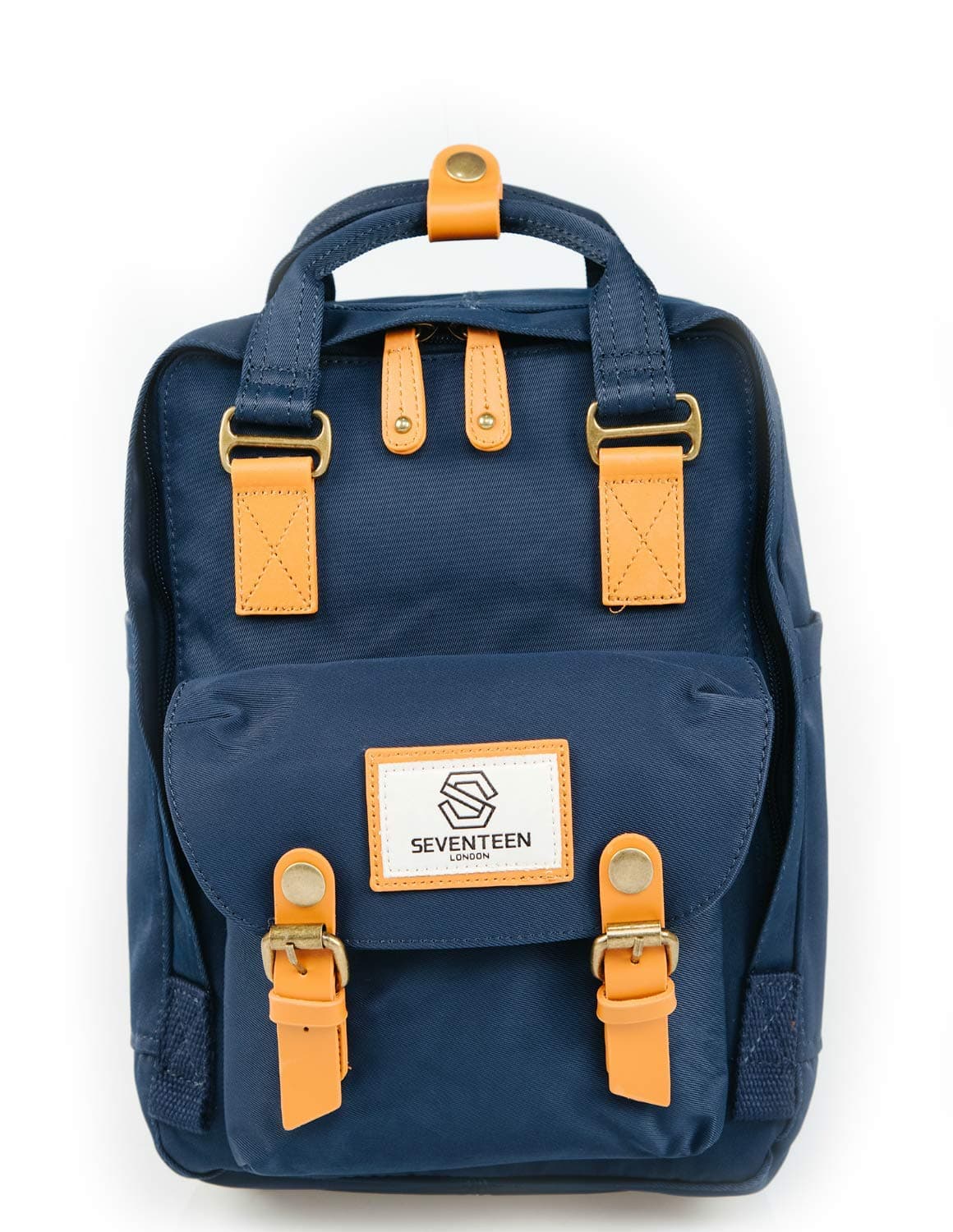 SEVENTEEN LONDON - Marylebone Classic Unisex Waterproof Backpack for College School Travel Luggage Bag - 10.9" Padded Tablet Sleeve (Navy, Mini)