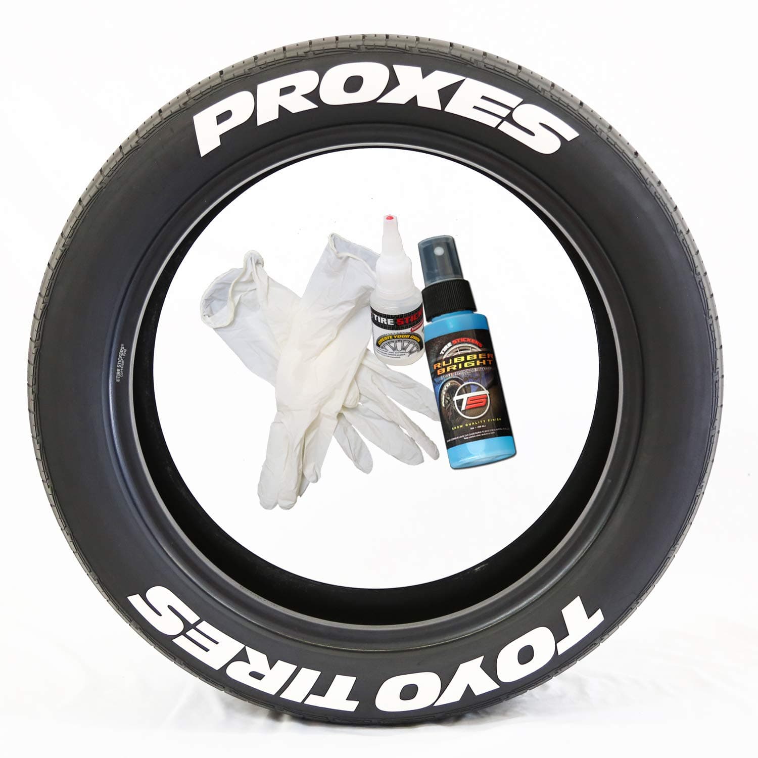Tire Stickers Toyo Tires Proxes - Permanent DIY Glue On White Tire Lettering Kit with Glue & 2oz Touch-Up Cleaner / 19-21 Inch Wheels / 1.50 Inches/White / 4 Pack