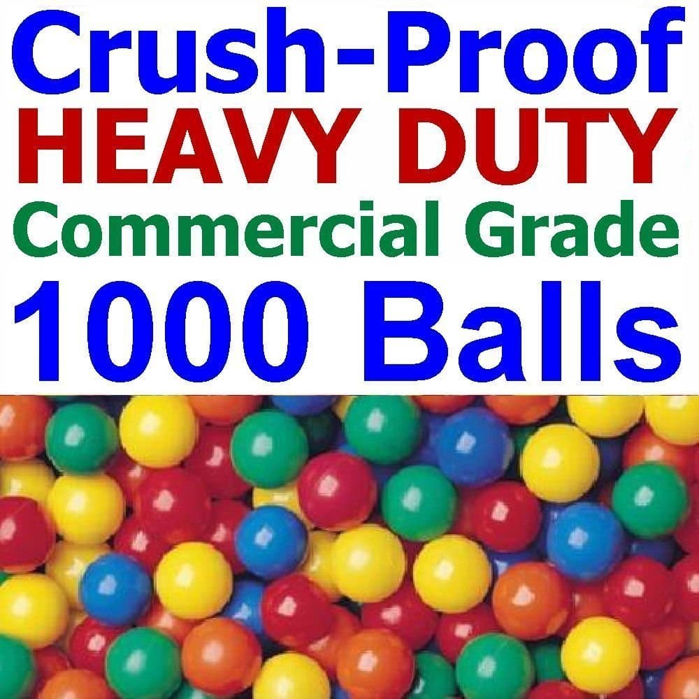 1000 pcs Commercial Grade Heavy Duty Crush-Proof Plastic Ball Pit Balls in 4~6 Random Colors - Jumbo 3" Phthalate Free BPA Free Non-PVC Non-Recycled Non-Toxic