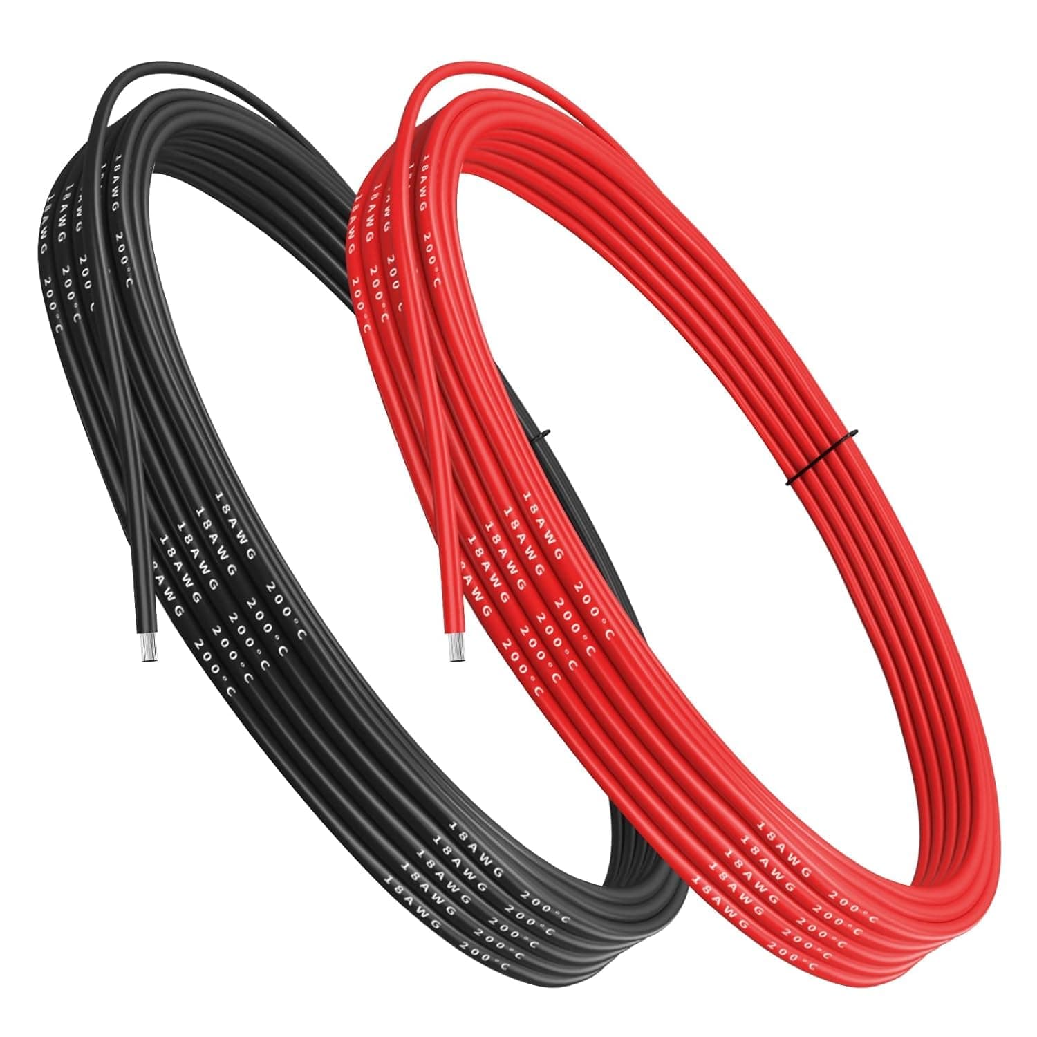 18 Gauge Silicone Wire, 18 AWG Electrical Cable 5M [2.5m Black and 2.5m Red], Flexible 150 Strands 0.08 mm of Tinned Copper High Temperature Wire for RC Car, Marine, Drone, etc