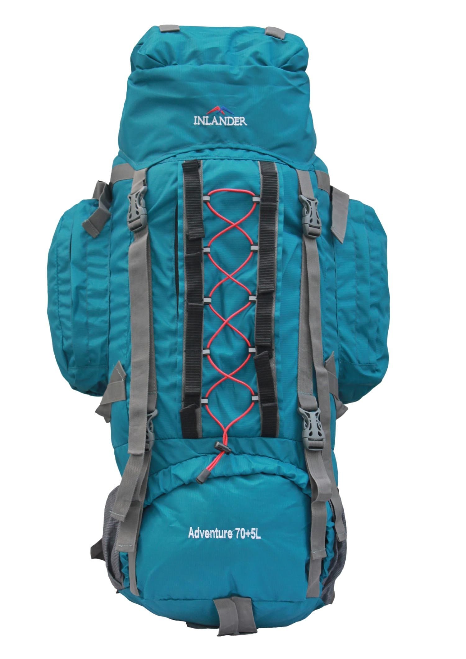 INLANDER70+5 L Teal Blue Travel Bag for Hiking Trekking Daypack Rucksack with Rain Cover … …