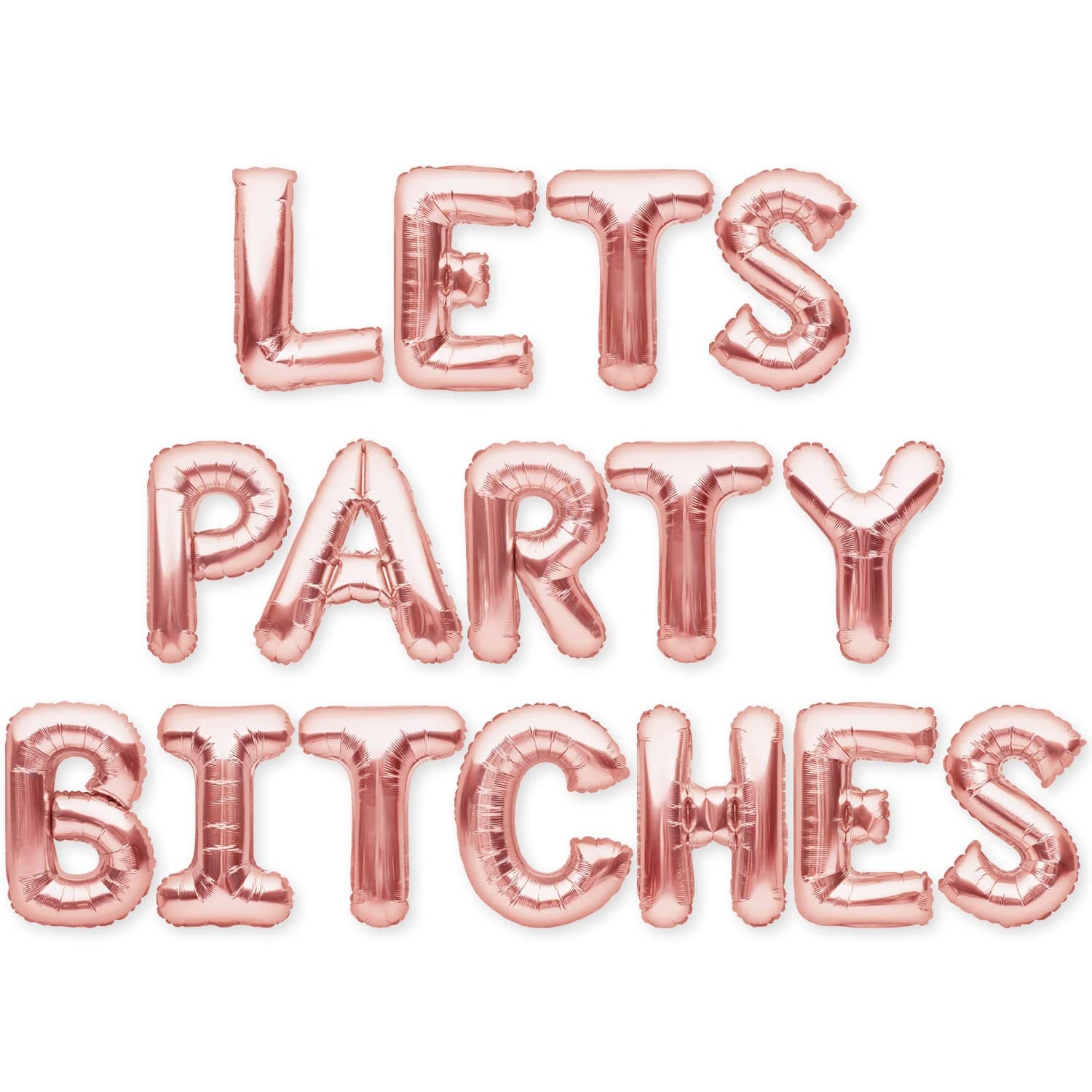 PartyForever Bachelorette Party Balloons Decorations Rose Gold 16 Inch Letters Banner - Bridal Shower Decorations Set