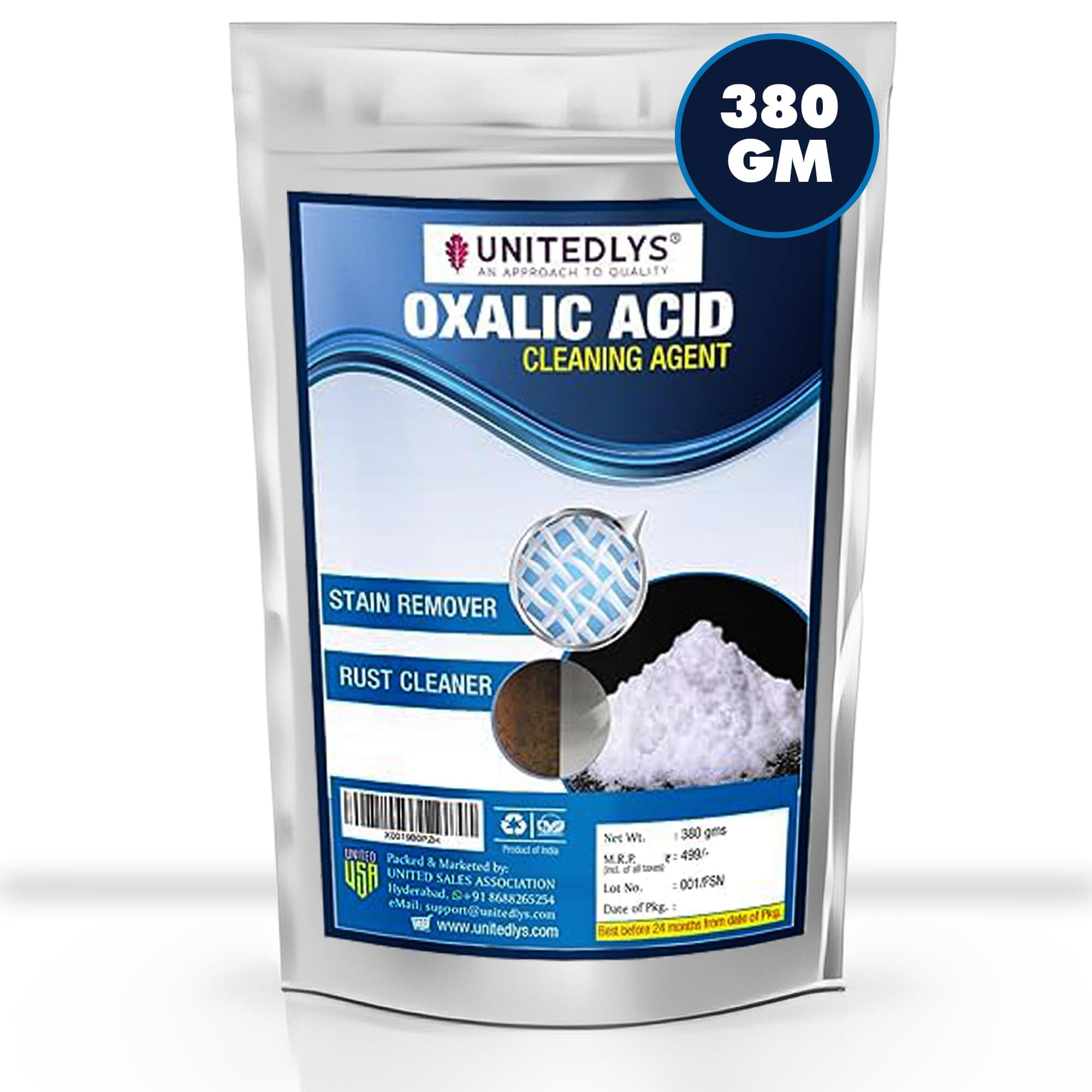 Oxalic Acid Powder 380 Grams | All-Purpose Tiles, Granite, Stains, Rust & Floor Cleaner | Professional Strength Stain Remover, Rust Remover & Tile Cleaner