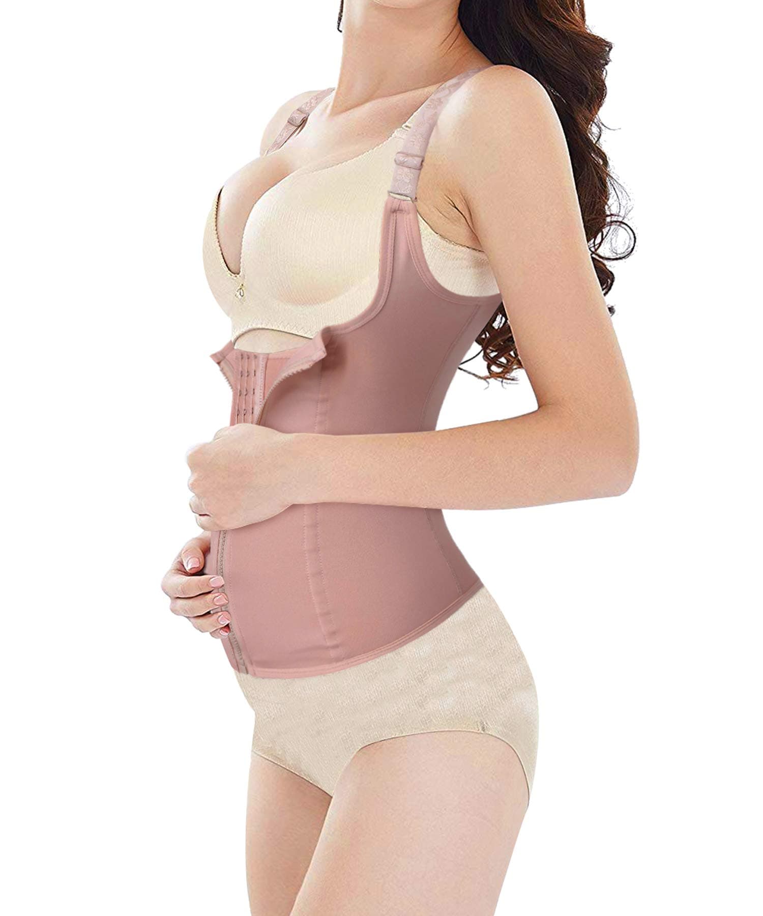 URSEXYLY Maternity Support Belt Postpartum Waist Trainer Shapewear Recovery Waist Cincher Beige